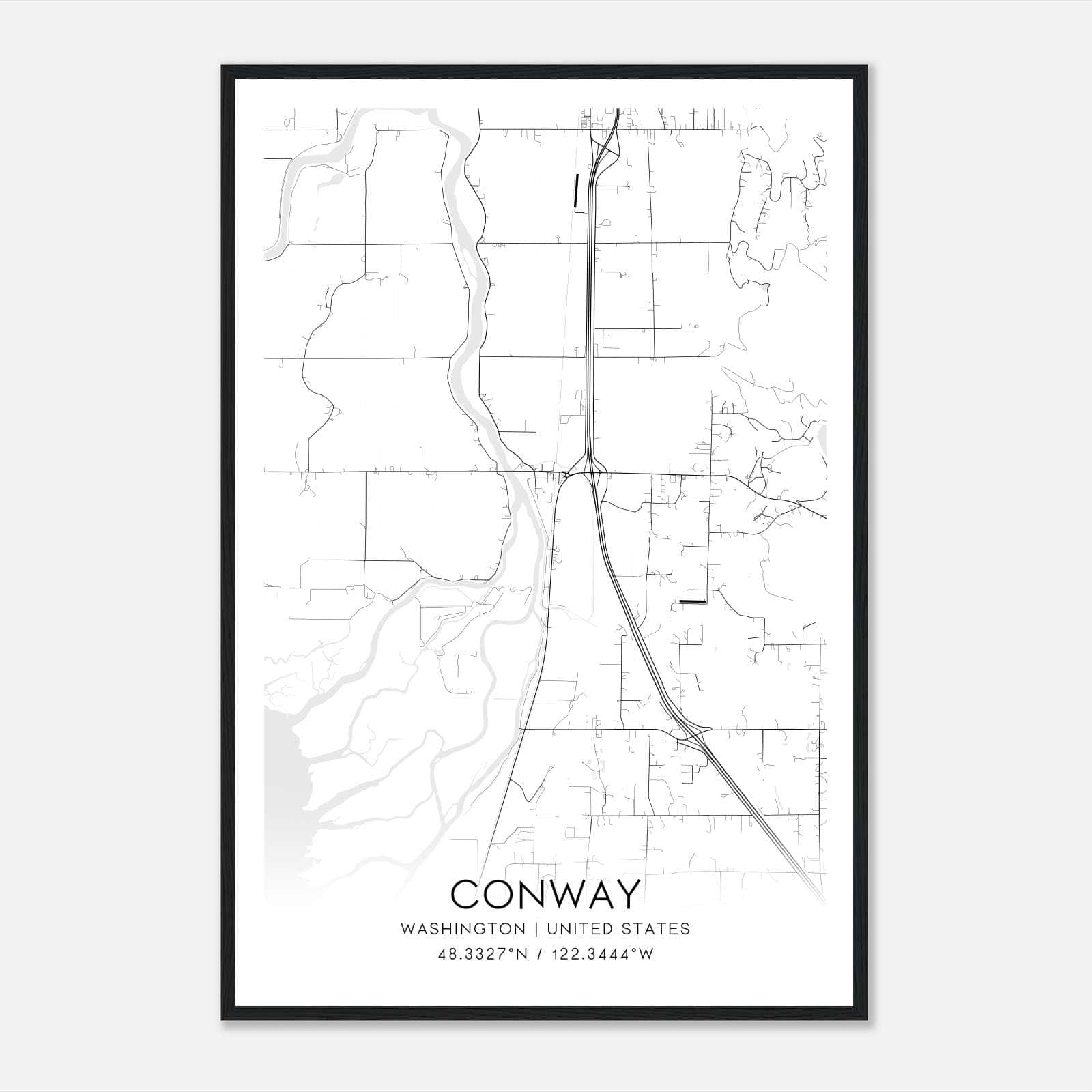 Conway Washington Map Poster, Modern Home Decor Wall Art Print Conway Washington Map Poster, Modern Home Decor Wall Art Print