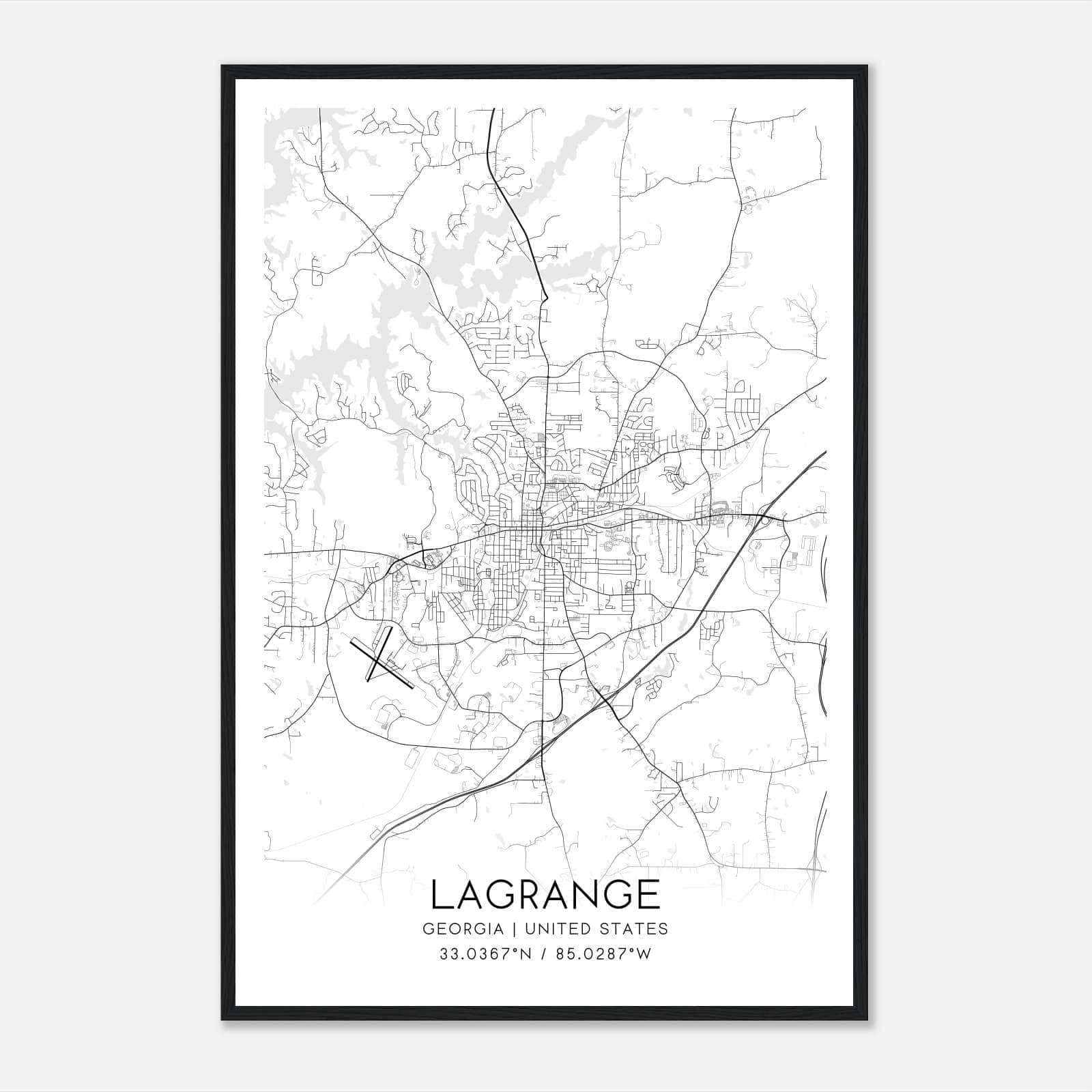 Lagrange Georgia Map Poster, Modern Home Decor Wall Art Print Lagrange Georgia Map Poster, Modern Home Decor Wall Art Print