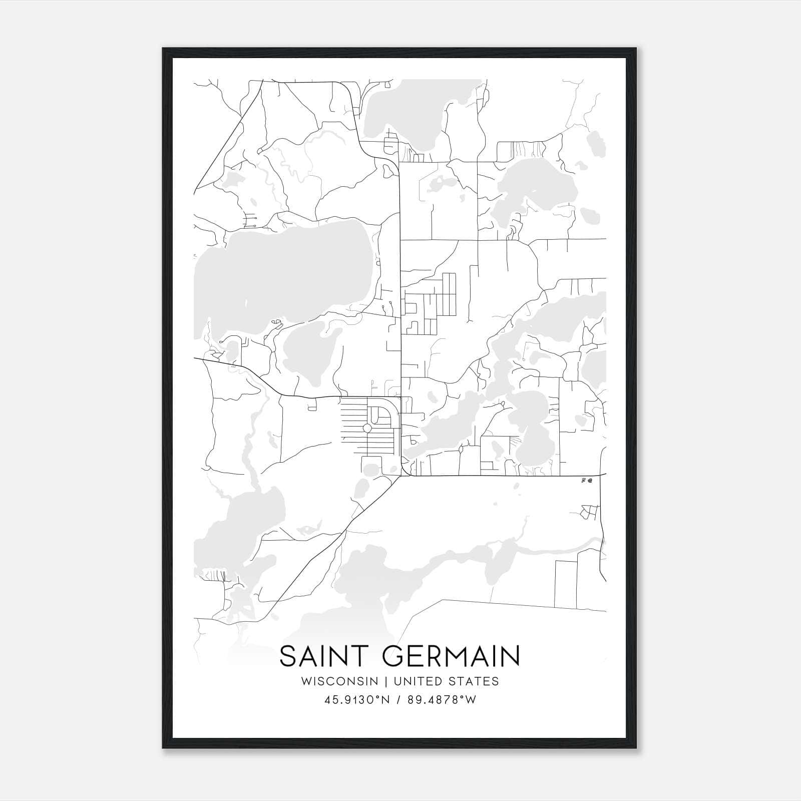 Saint Germain Wisconsin Map Poster, Modern Home Decor Wall Art Print Saint Germain Wisconsin Map Poster, Modern Home Decor Wall Art Print
