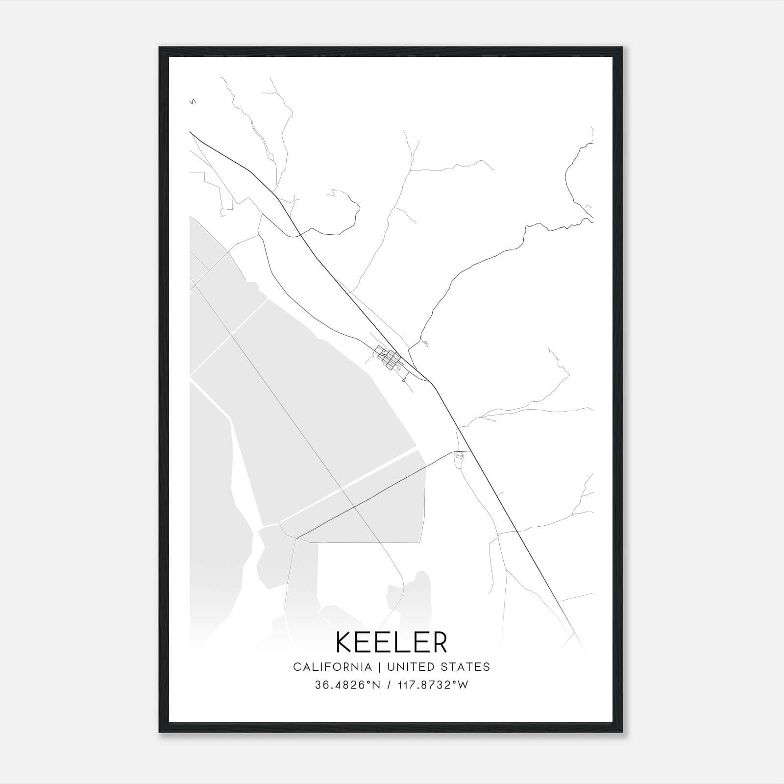 Keeler California Map Poster, Modern Home Decor Wall Art Print Keeler California Map Poster, Modern Home Decor Wall Art Print