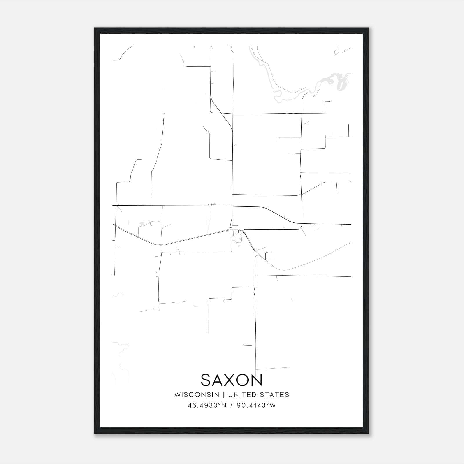 Saxon Wisconsin Map Poster, Modern Home Decor Wall Art Print Saxon Wisconsin Map Poster, Modern Home Decor Wall Art Print