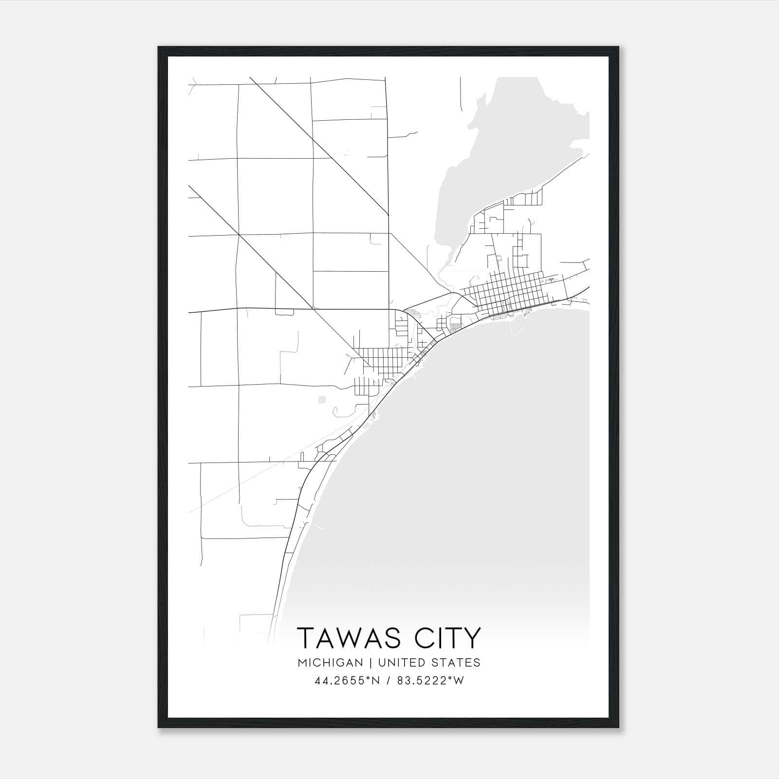 Tawas City Michigan Map Poster, Modern Home Decor Wall Art Print Tawas City Michigan Map Poster, Modern Home Decor Wall Art Print