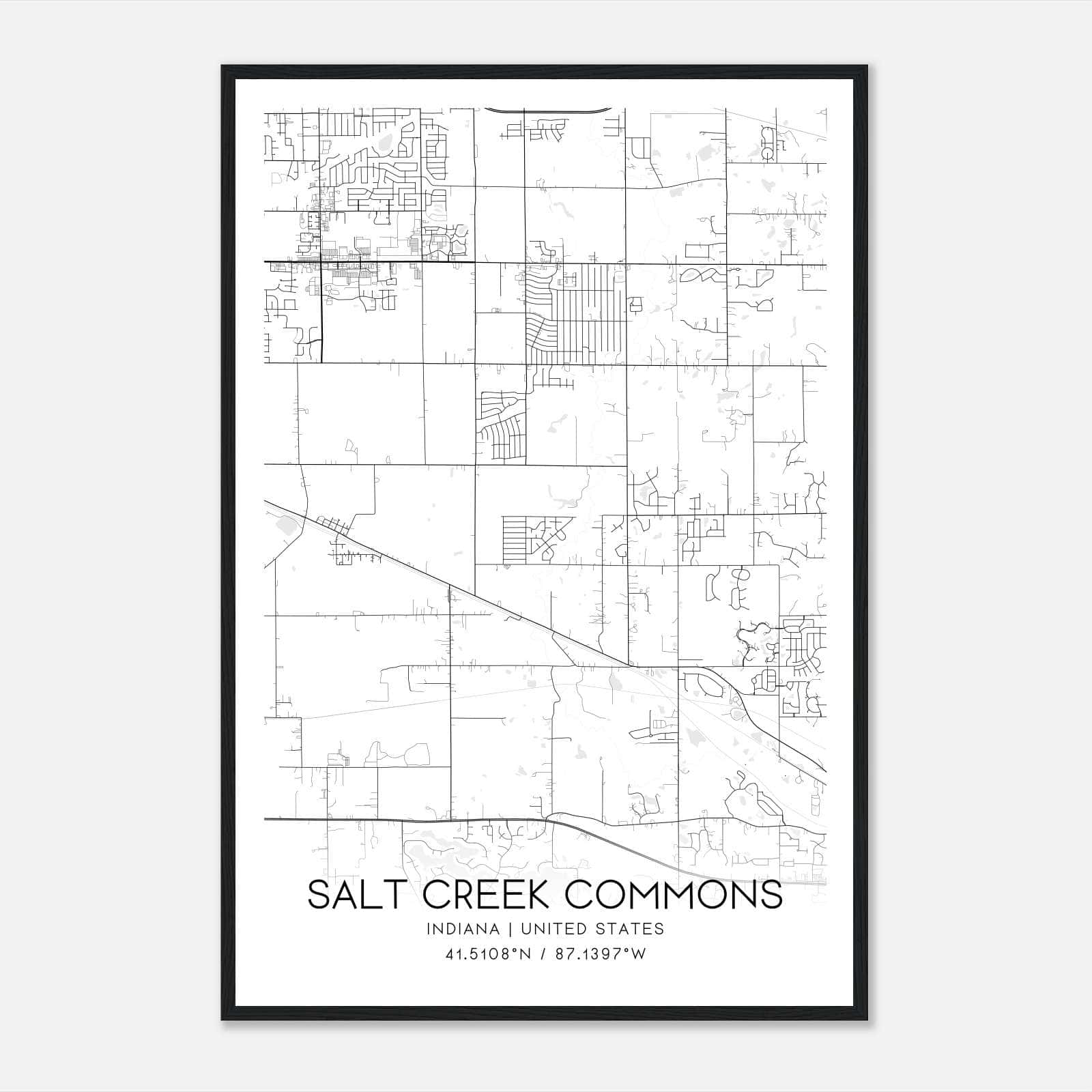 Salt Creek Commons Indiana Map Poster, Modern Home Decor Wall Art Print Salt Creek Commons Indiana Map Poster, Modern Home Decor Wall Art Print
