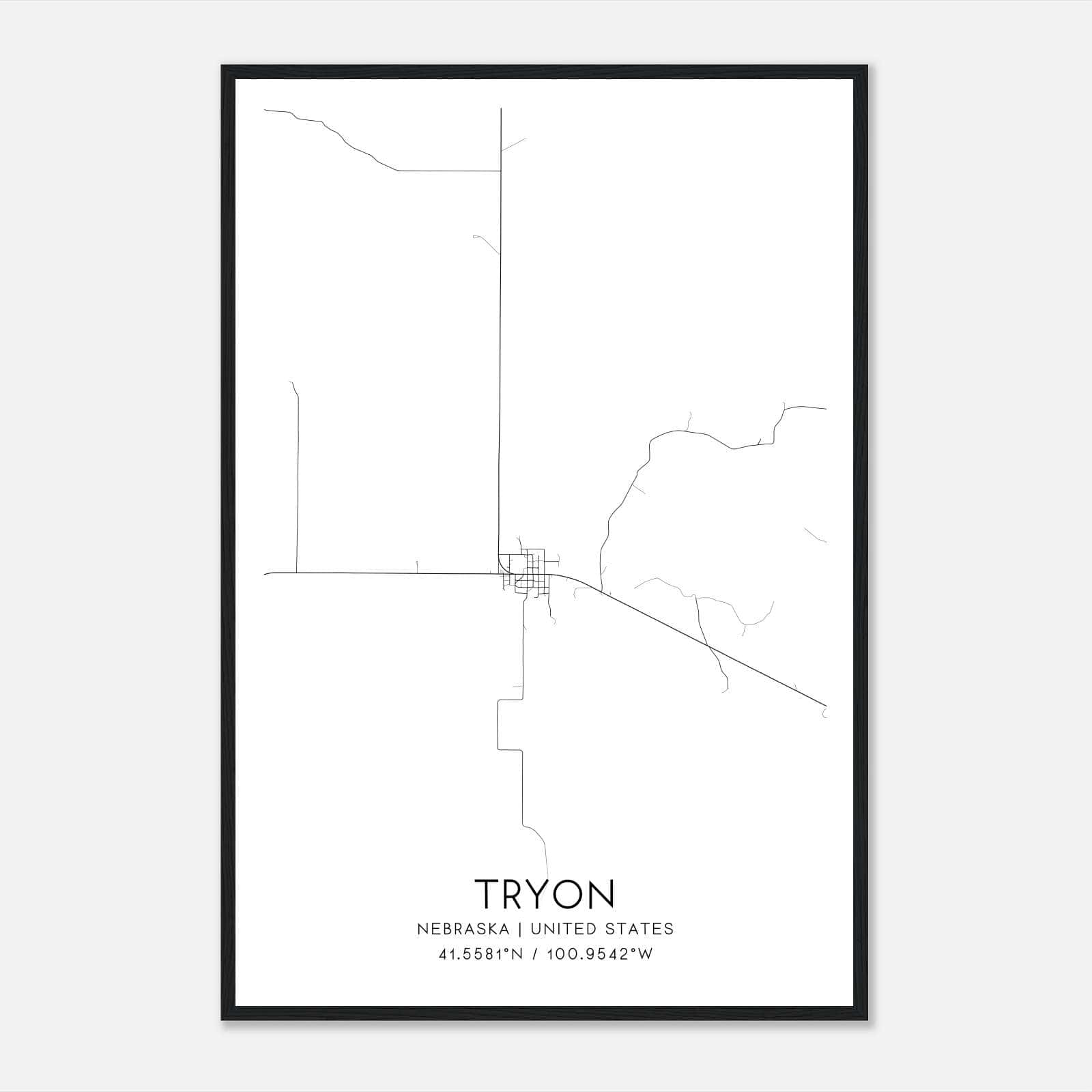 Tryon Nebraska Map Poster, Modern Home Decor Wall Art Print Tryon Nebraska Map Poster, Modern Home Decor Wall Art Print