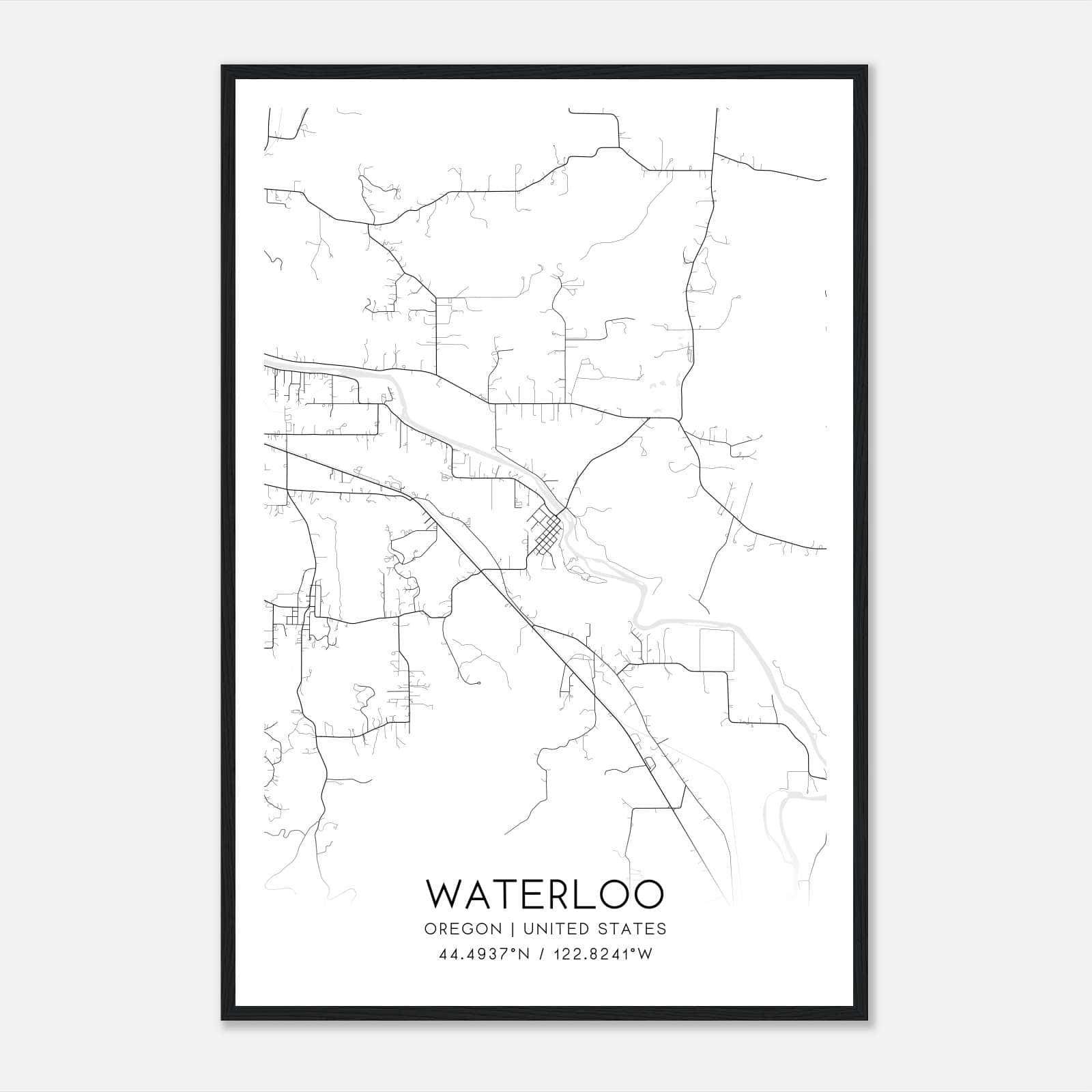 Waterloo Oregon Map Poster, Modern Home Decor Wall Art Print Waterloo Oregon Map Poster, Modern Home Decor Wall Art Print