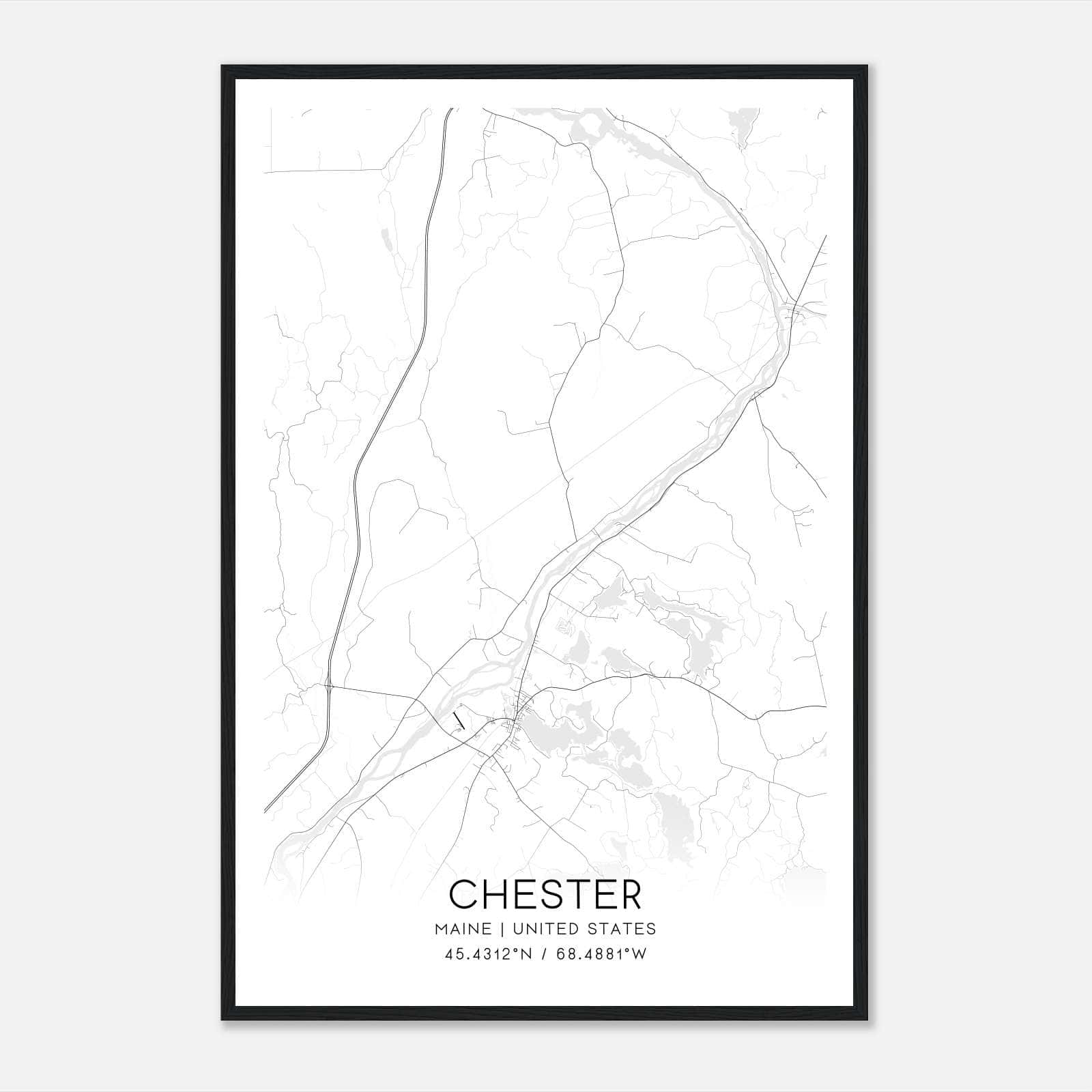 Chester Maine Map Poster, Modern Home Decor Wall Art Print Chester Maine Map Poster, Modern Home Decor Wall Art Print