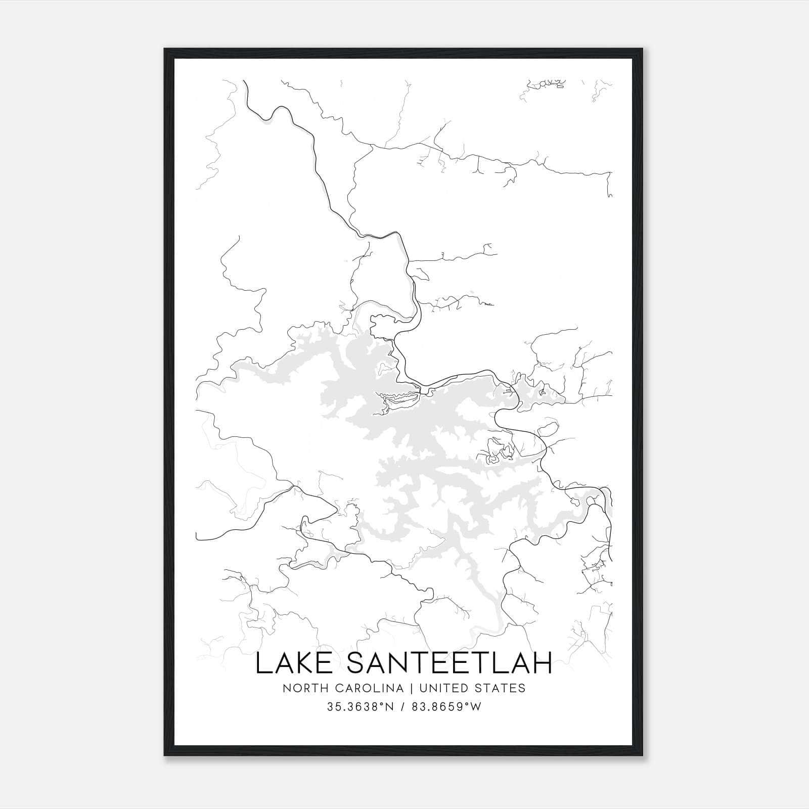 Lake Santeetlah North Carolina Map Poster, Modern Home Decor Wall Art Print Lake Santeetlah North Carolina Map Poster, Modern Home Decor Wall Art Print