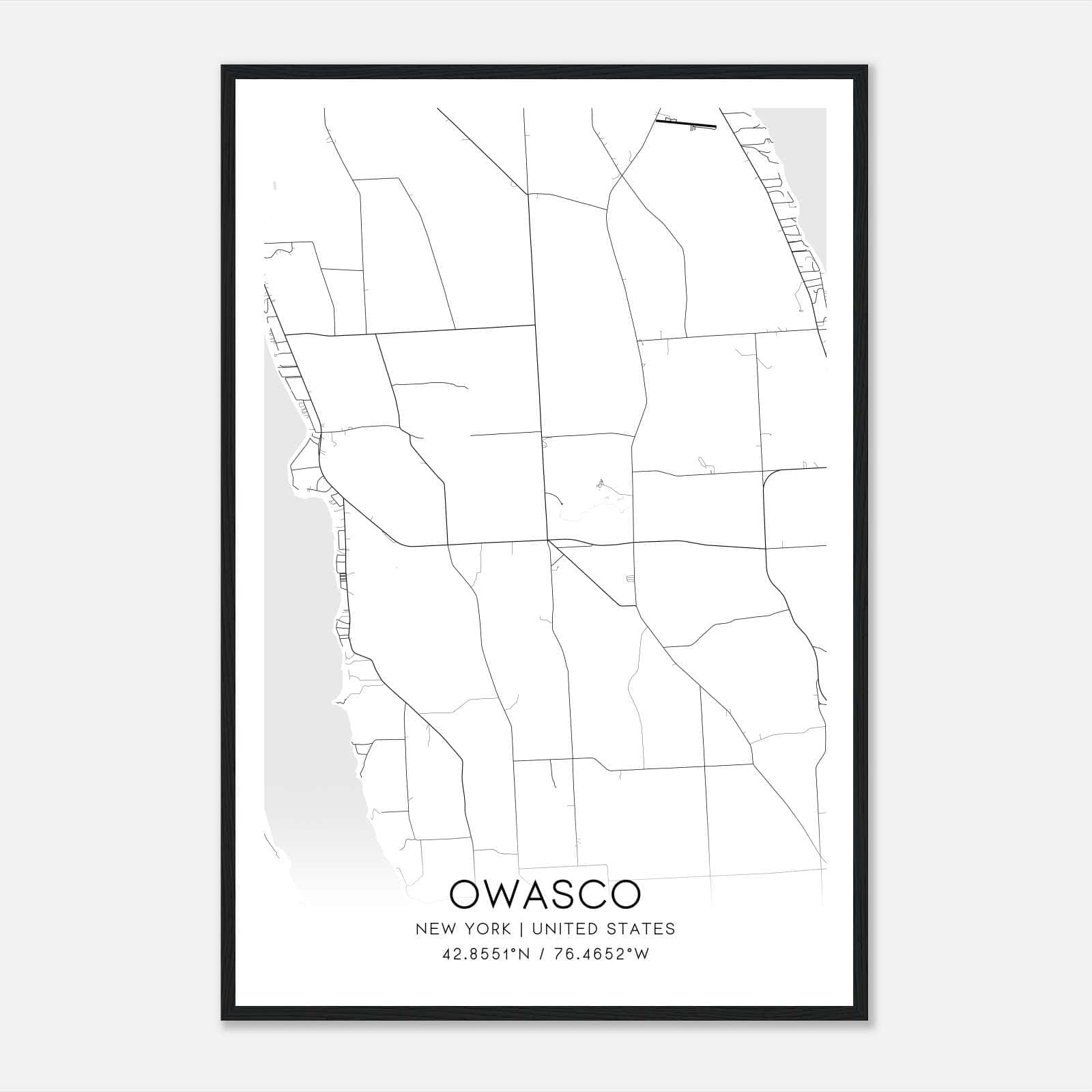 Owasco New York Map Poster, Modern Home Decor Wall Art Print Owasco New York Map Poster, Modern Home Decor Wall Art Print