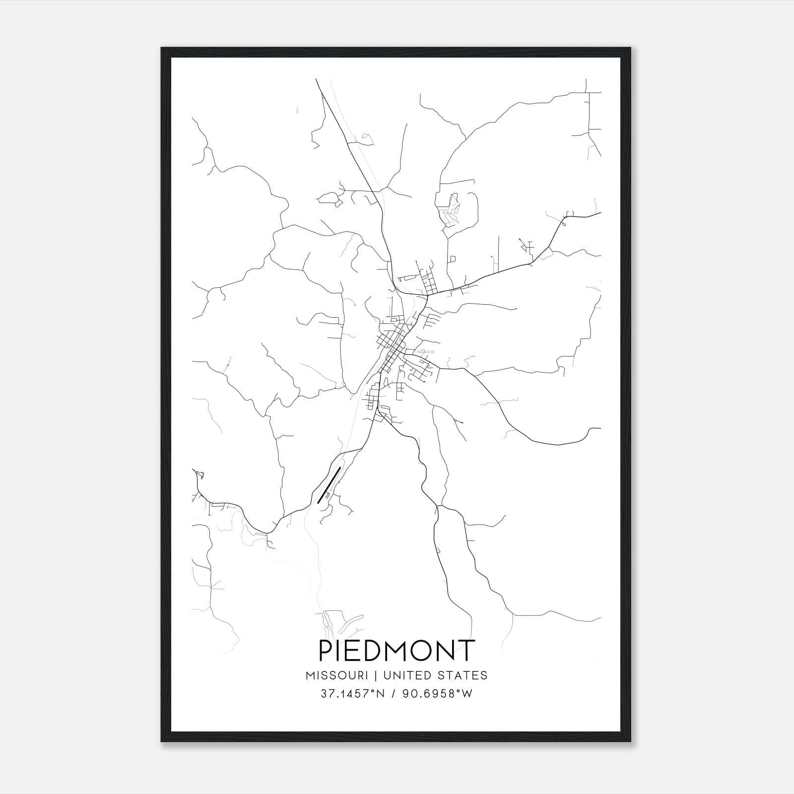 Piedmont Missouri Map Poster, Modern Home Decor Wall Art Print Piedmont Missouri Map Poster, Modern Home Decor Wall Art Print