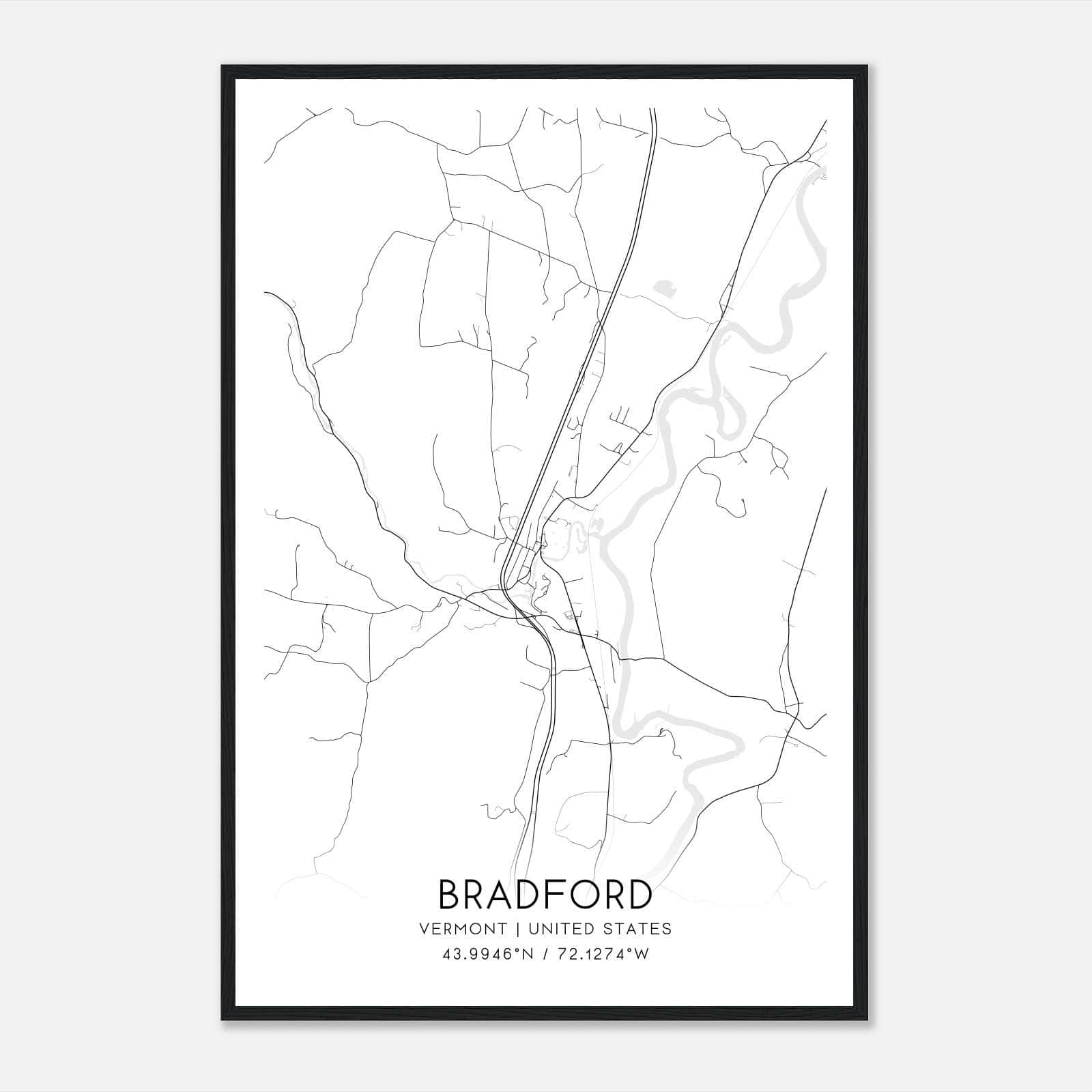 Bradford Vermont Map Poster, Modern Home Decor Wall Art Print Bradford Vermont Map Poster, Modern Home Decor Wall Art Print