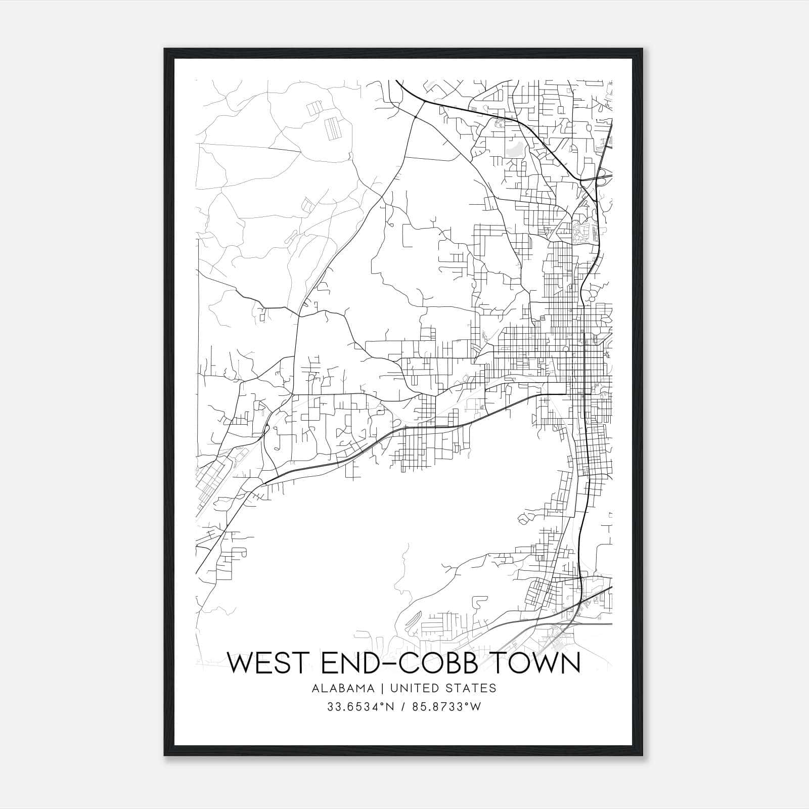 West End-Cobb Town Alabama Map Poster, Modern Home Decor Wall Art Print West End-Cobb Town Alabama Map Poster, Modern Home Decor Wall Art Print