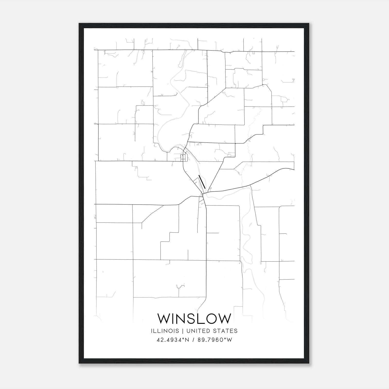 Winslow Illinois Map Poster, Modern Home Decor Wall Art Print Winslow Illinois Map Poster, Modern Home Decor Wall Art Print