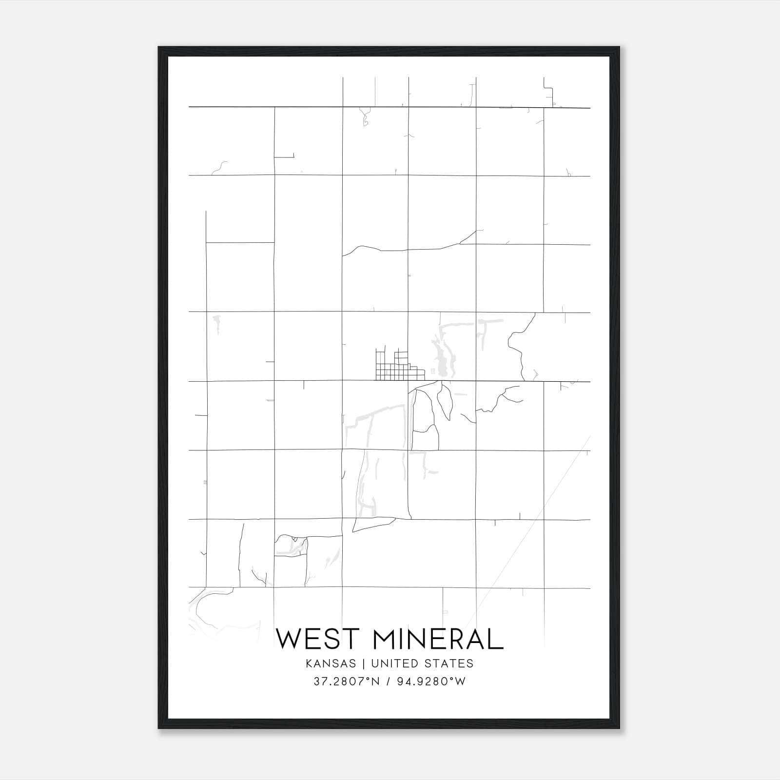 West Mineral Kansas Map Poster, Modern Home Decor Wall Art Print West Mineral Kansas Map Poster, Modern Home Decor Wall Art Print