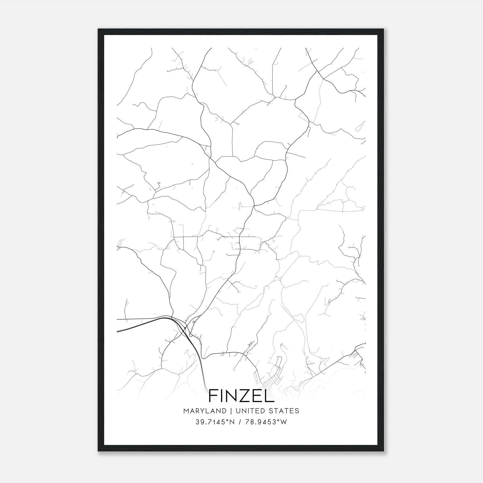 Finzel Maryland Map Poster, Modern Home Decor Wall Art Print Finzel Maryland Map Poster, Modern Home Decor Wall Art Print