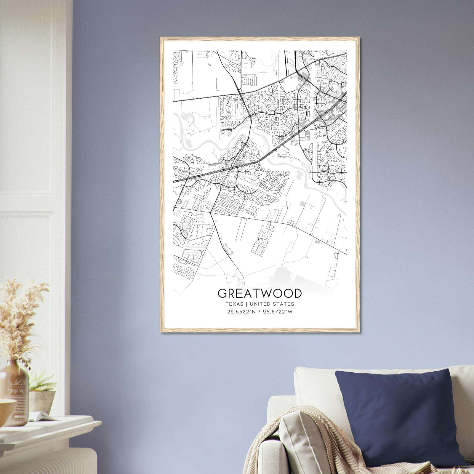 Deerfield Kansas Map Poster, Modern Home Decor Wall Art Print (Copy)