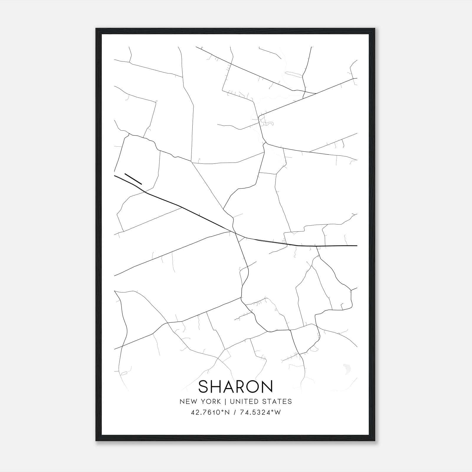 Sharon New York Map Poster, Modern Home Decor Wall Art Print Sharon New York Map Poster, Modern Home Decor Wall Art Print