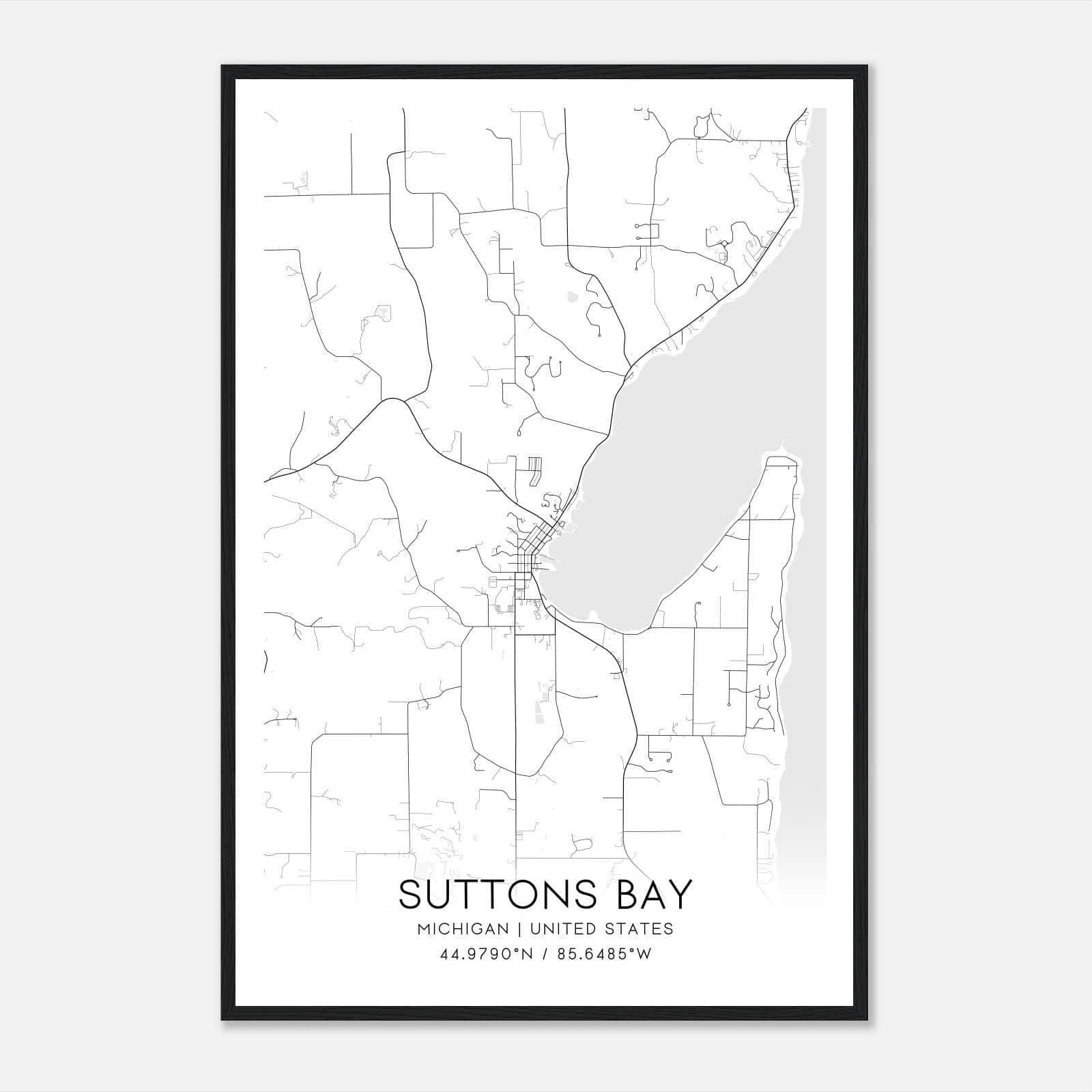 Suttons Bay Michigan Map Poster, Modern Home Decor Wall Art Print Suttons Bay Michigan Map Poster, Modern Home Decor Wall Art Print