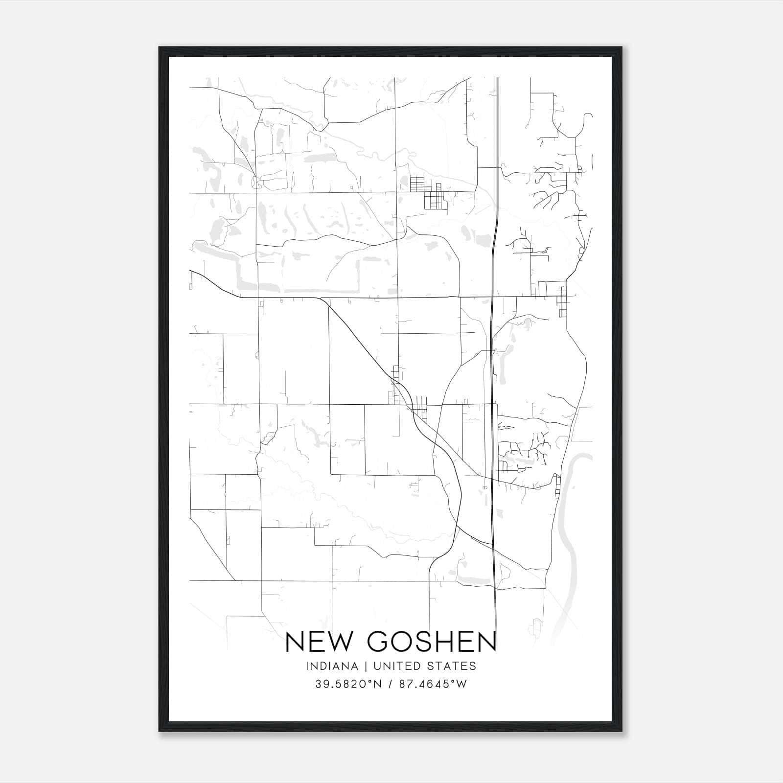New Goshen Indiana Map Poster, Modern Home Decor Wall Art Print New Goshen Indiana Map Poster, Modern Home Decor Wall Art Print
