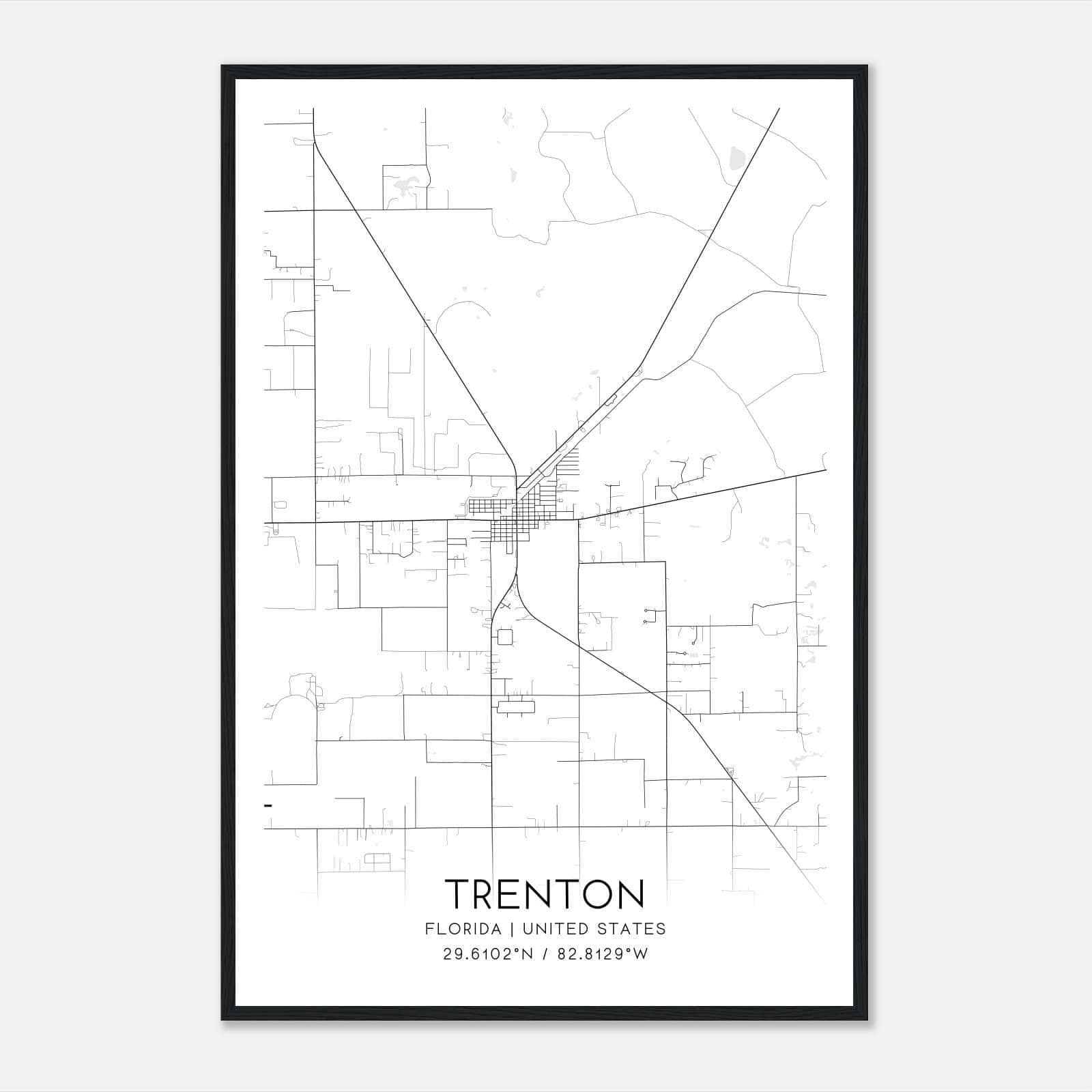 Trenton Florida Map Poster, Modern Home Decor Wall Art Print Trenton Florida Map Poster, Modern Home Decor Wall Art Print