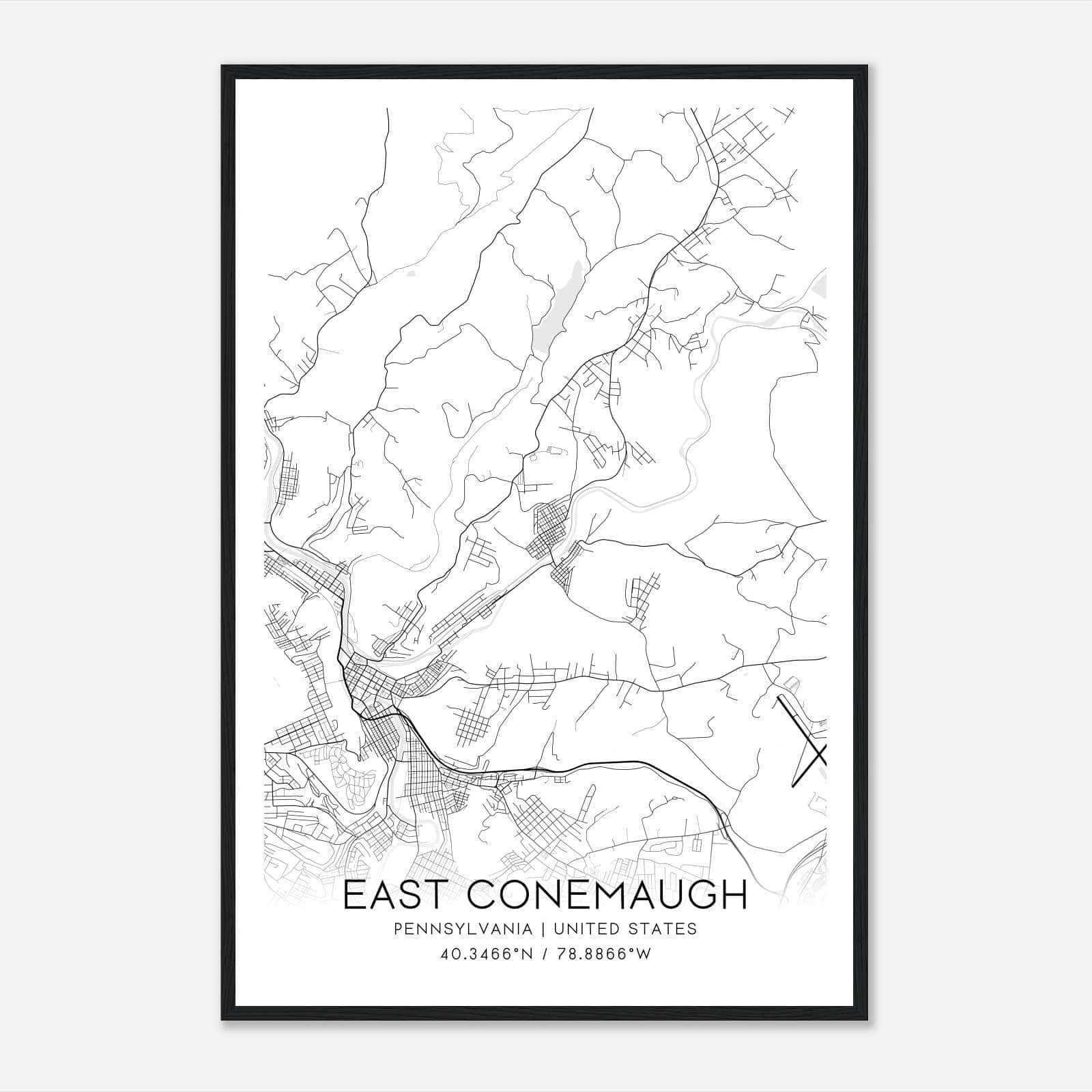 East Conemaugh Pennsylvania Map Poster, Modern Home Decor Wall Art Print East Conemaugh Pennsylvania Map Poster, Modern Home Decor Wall Art Print