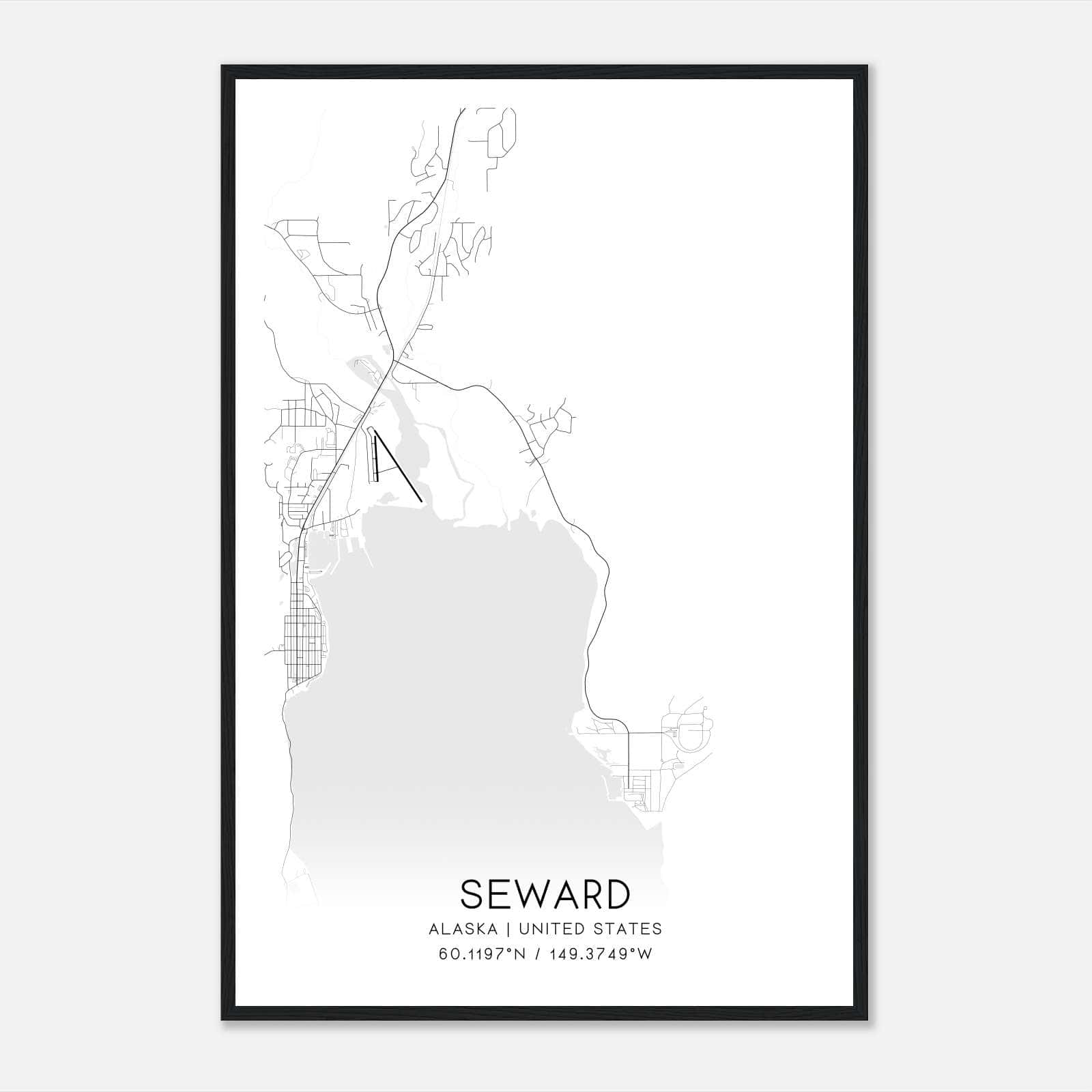 Seward Alaska Map Poster, Modern Home Decor Wall Art Print Seward Alaska Map Poster, Modern Home Decor Wall Art Print