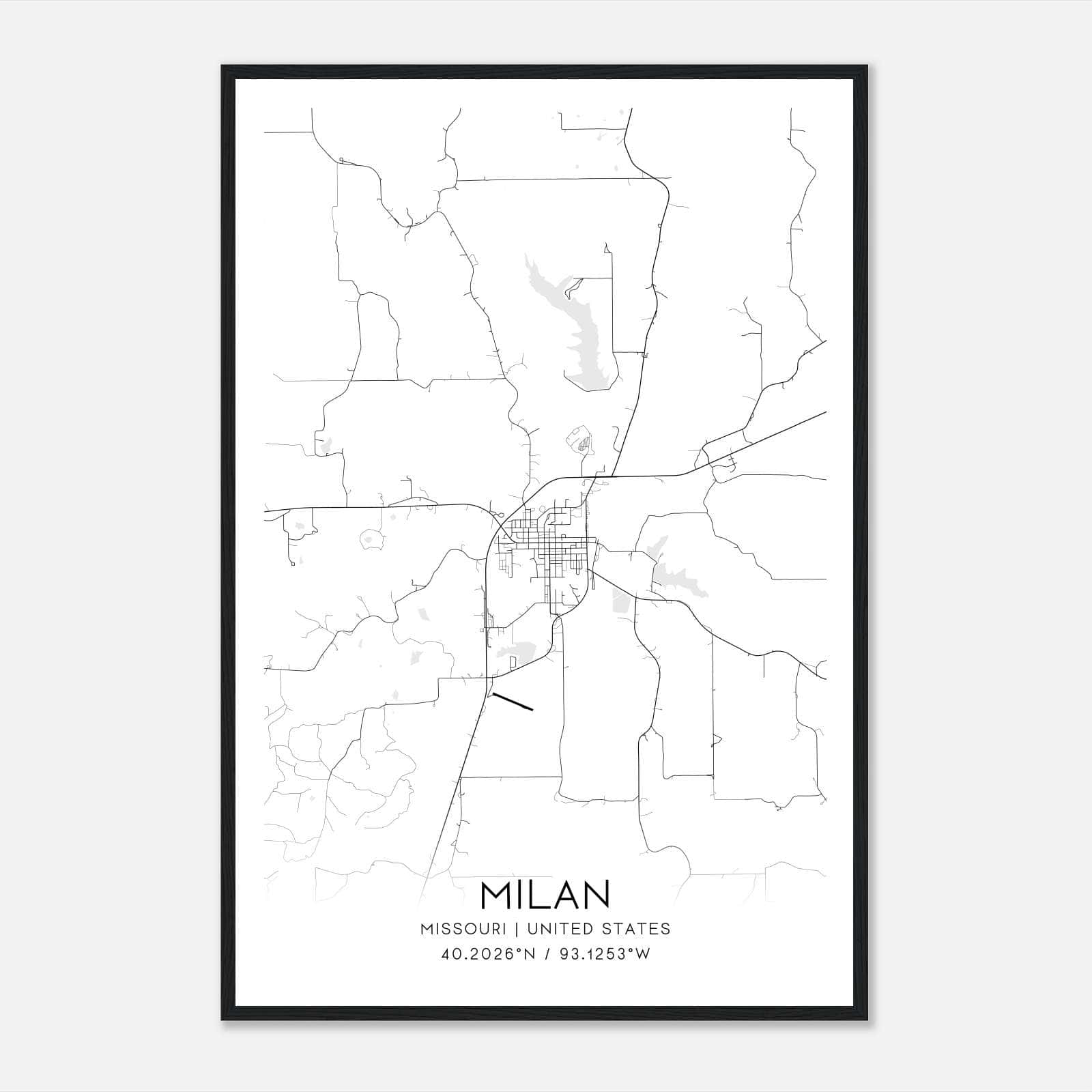Milan Missouri Map Poster, Modern Home Decor Wall Art Print Milan Missouri Map Poster, Modern Home Decor Wall Art Print