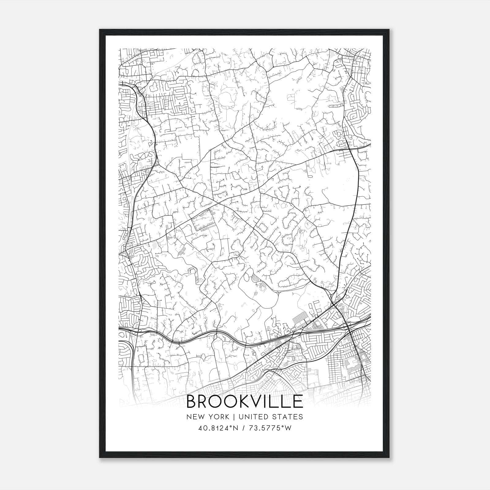Brookville New York Map Poster, Modern Home Decor Wall Art Print Brookville New York Map Poster, Modern Home Decor Wall Art Print