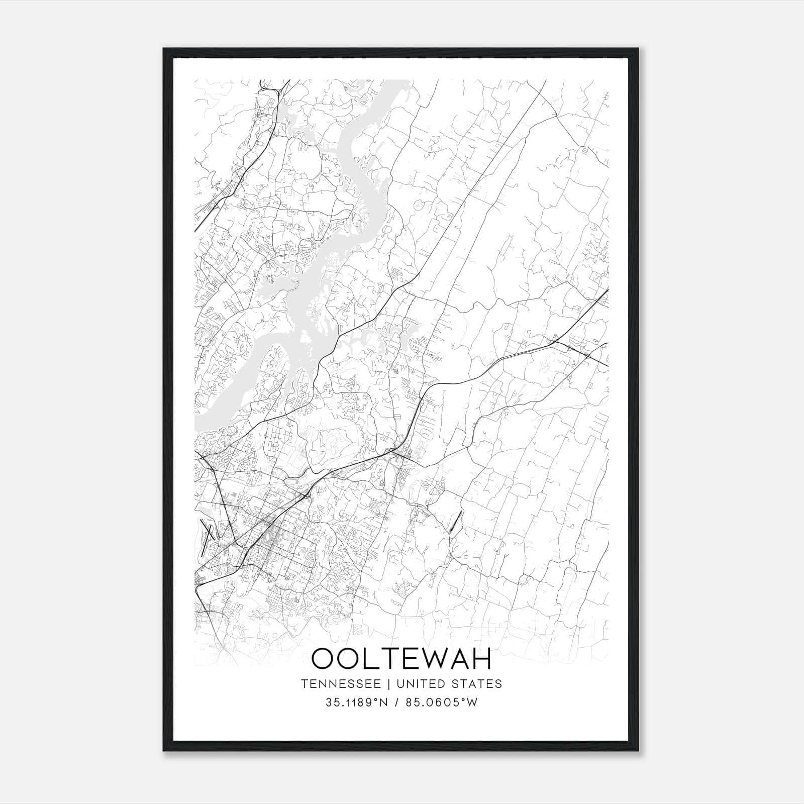 Ooltewah Tennessee Map Poster, Modern Home Decor Wall Art Print Ooltewah Tennessee Map Poster, Modern Home Decor Wall Art Print