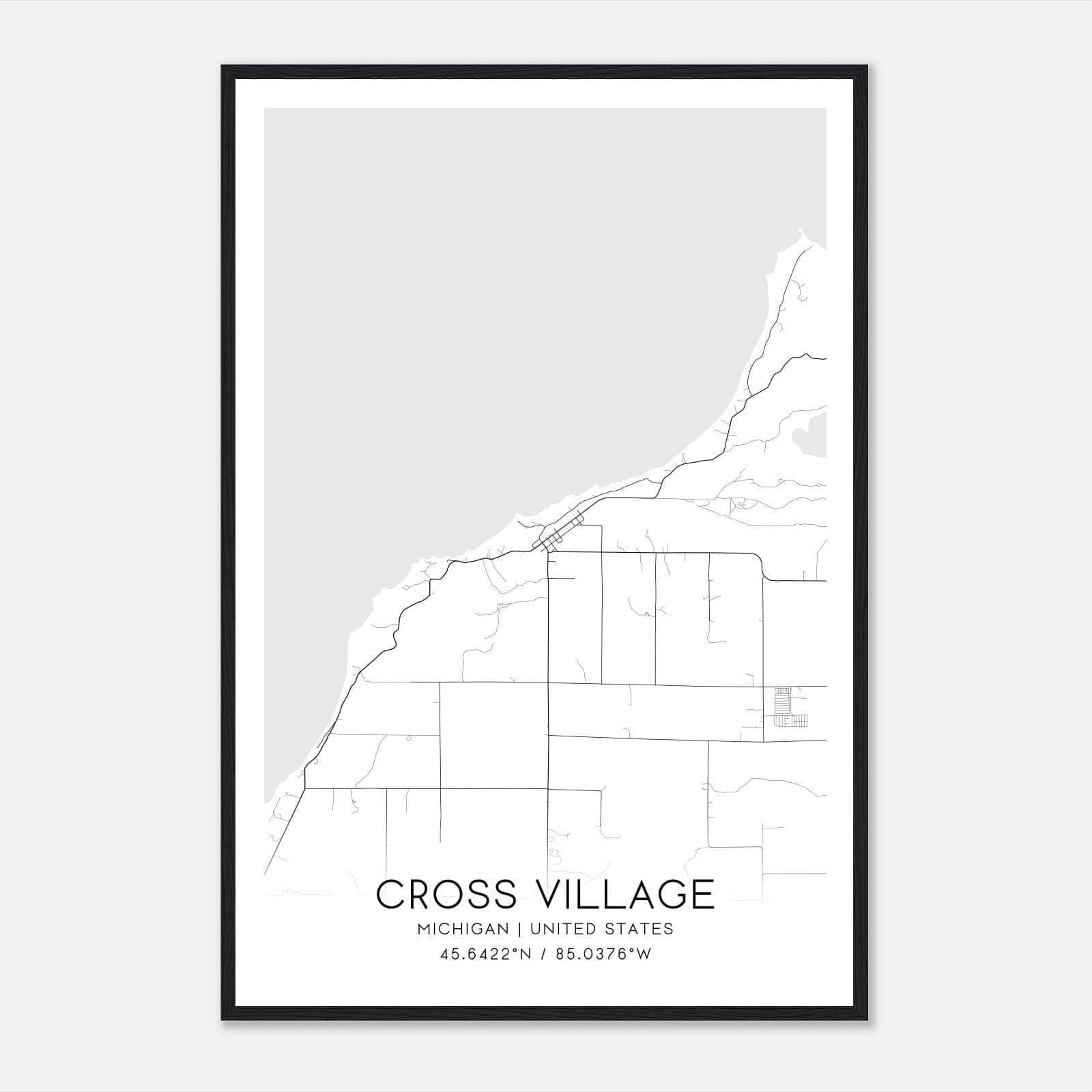 Cross Village Michigan Map Poster, Modern Home Decor Wall Art Print Cross Village Michigan Map Poster, Modern Home Decor Wall Art Print