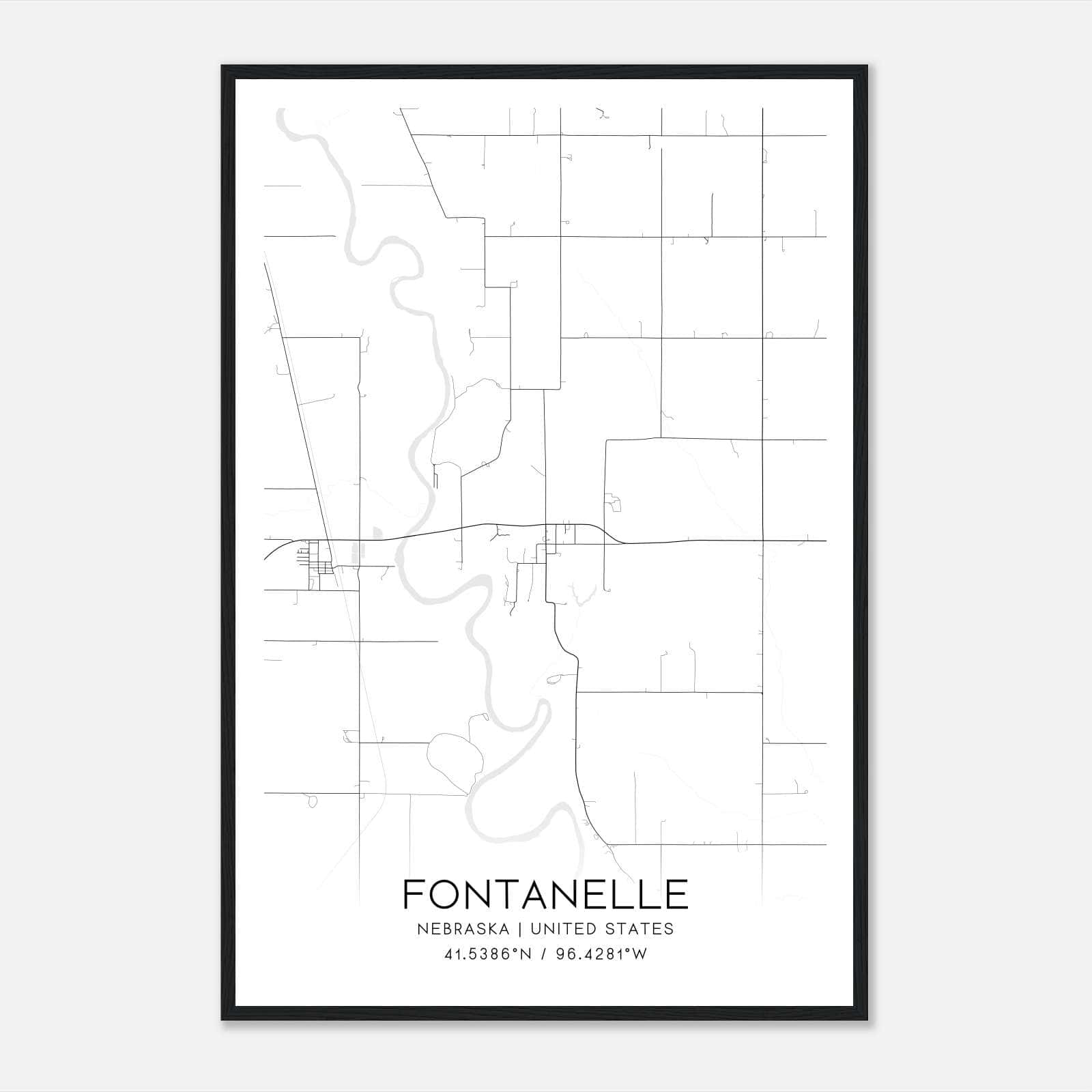 Fontanelle Nebraska Map Poster, Modern Home Decor Wall Art Print Fontanelle Nebraska Map Poster, Modern Home Decor Wall Art Print