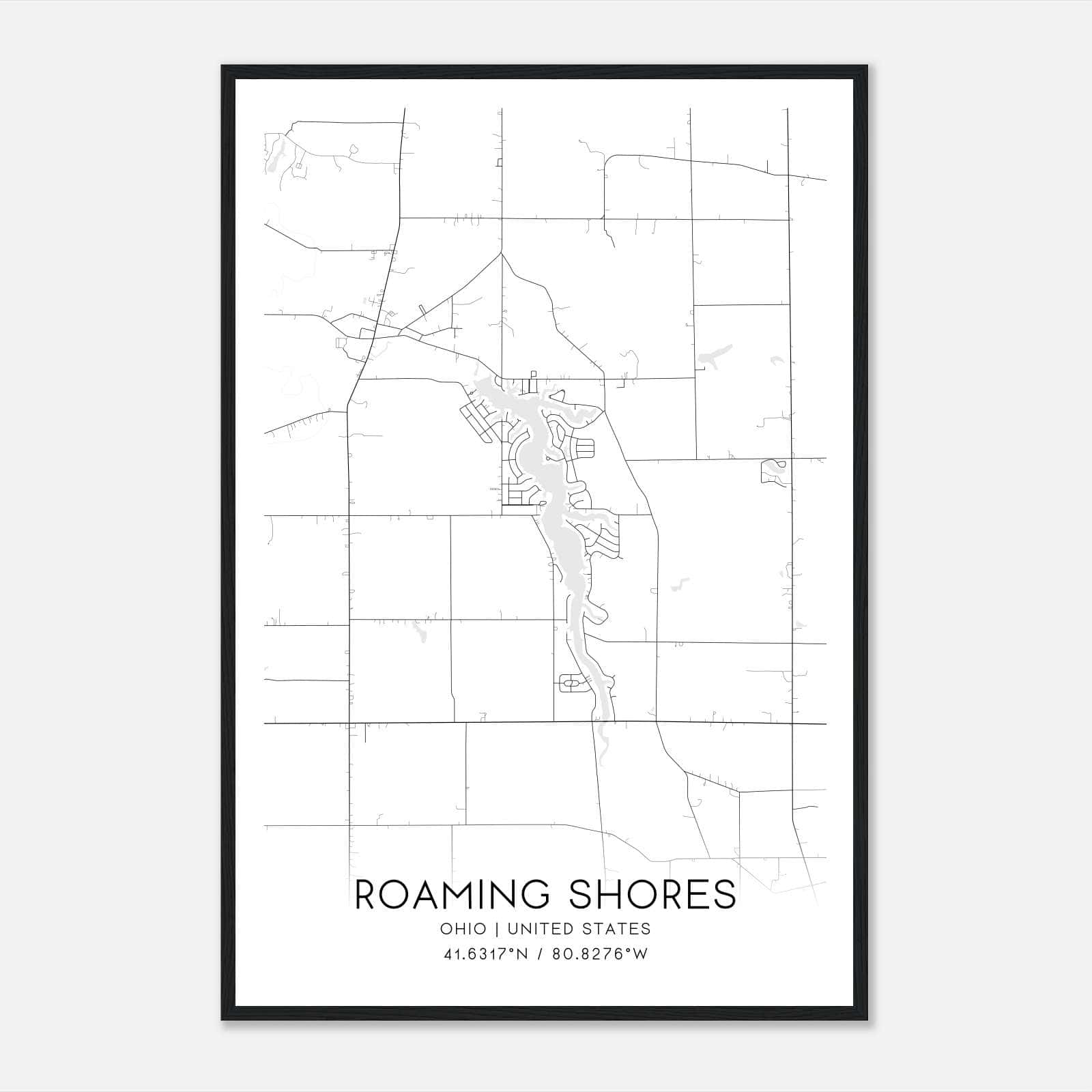 Roaming Shores Ohio Map Poster, Modern Home Decor Wall Art Print Roaming Shores Ohio Map Poster, Modern Home Decor Wall Art Print