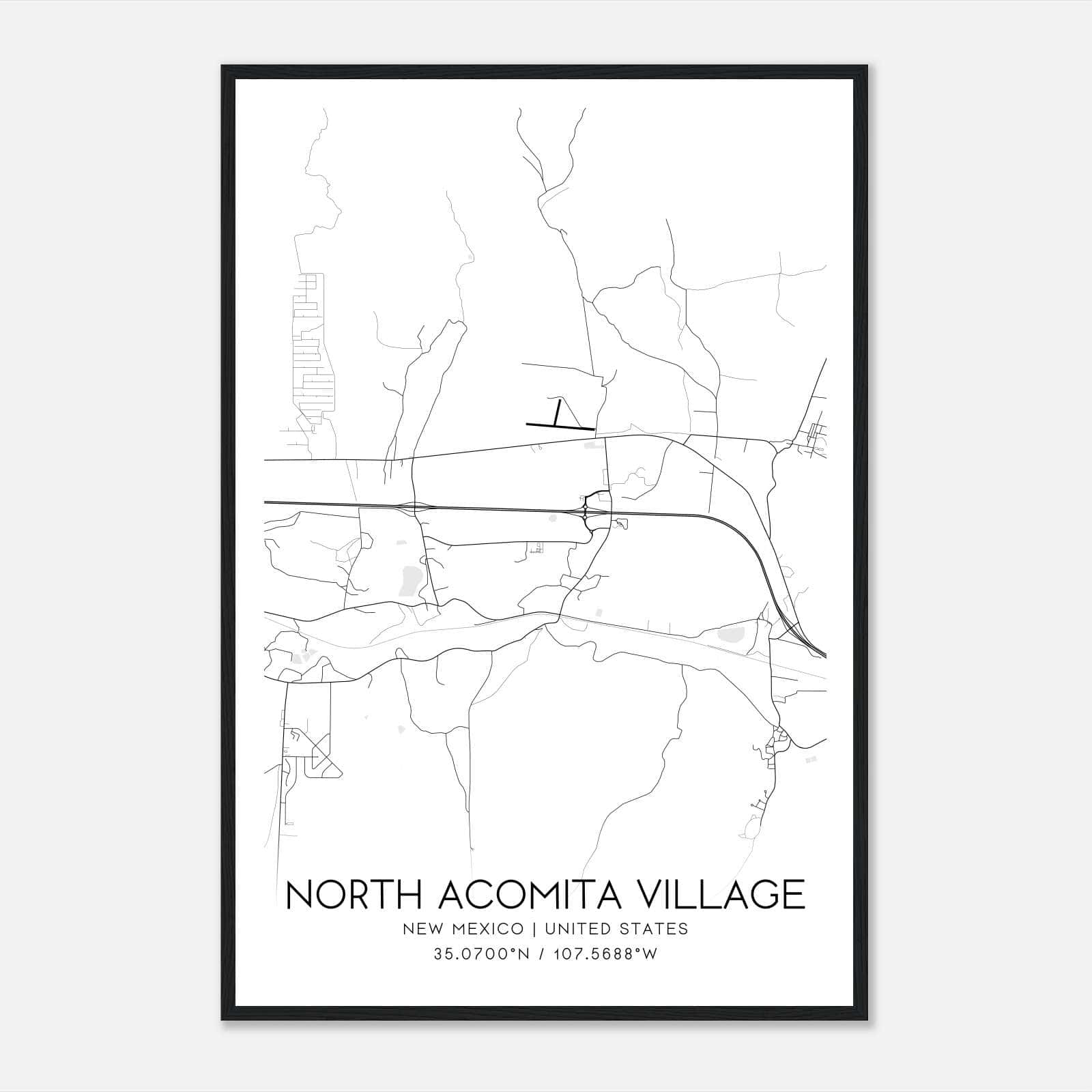 North Acomita Village New Mexico Map Poster, Modern Home Decor Wall Art Print North Acomita Village New Mexico Map Poster, Modern Home Decor Wall Art Print