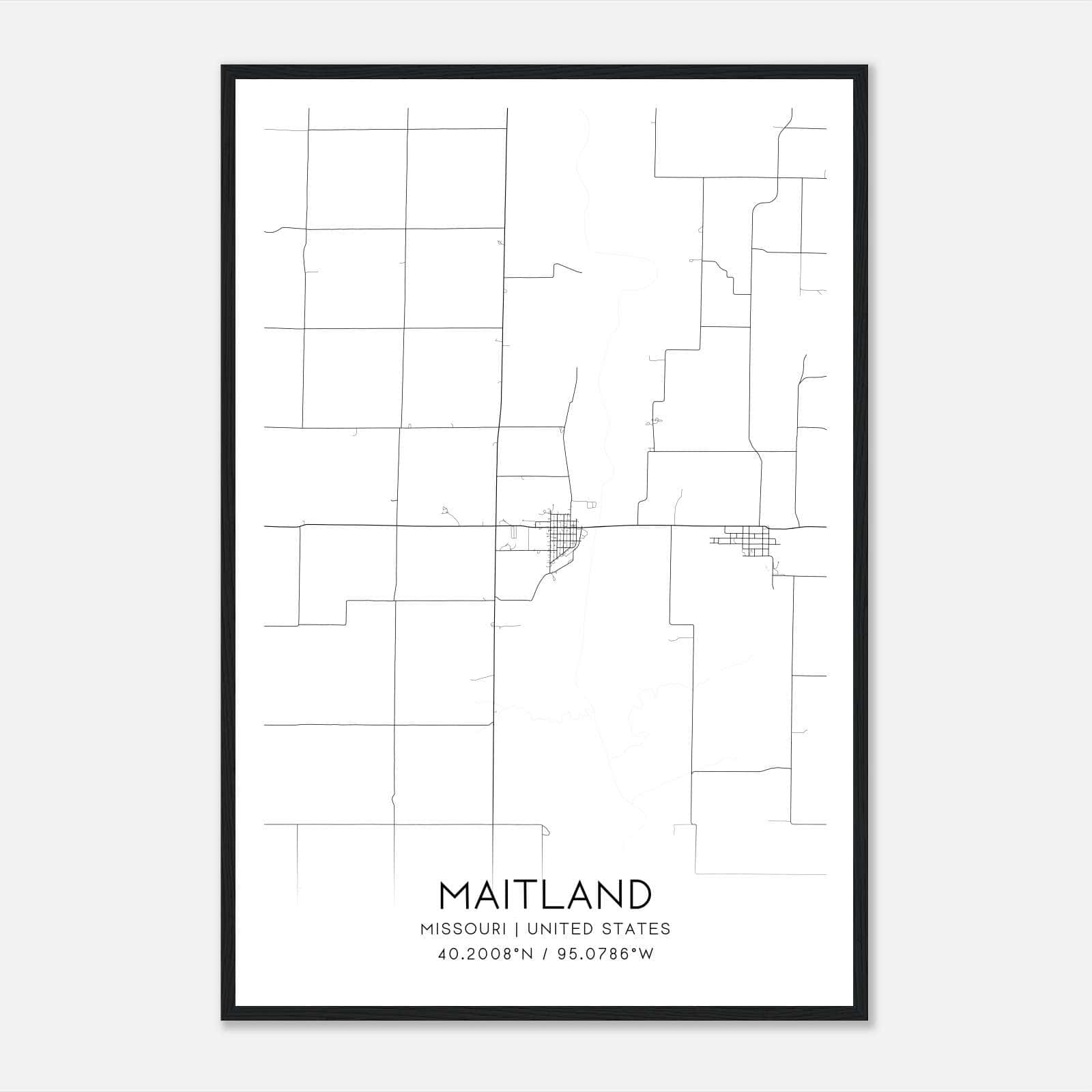 Maitland Missouri Map Poster, Modern Home Decor Wall Art Print Maitland Missouri Map Poster, Modern Home Decor Wall Art Print