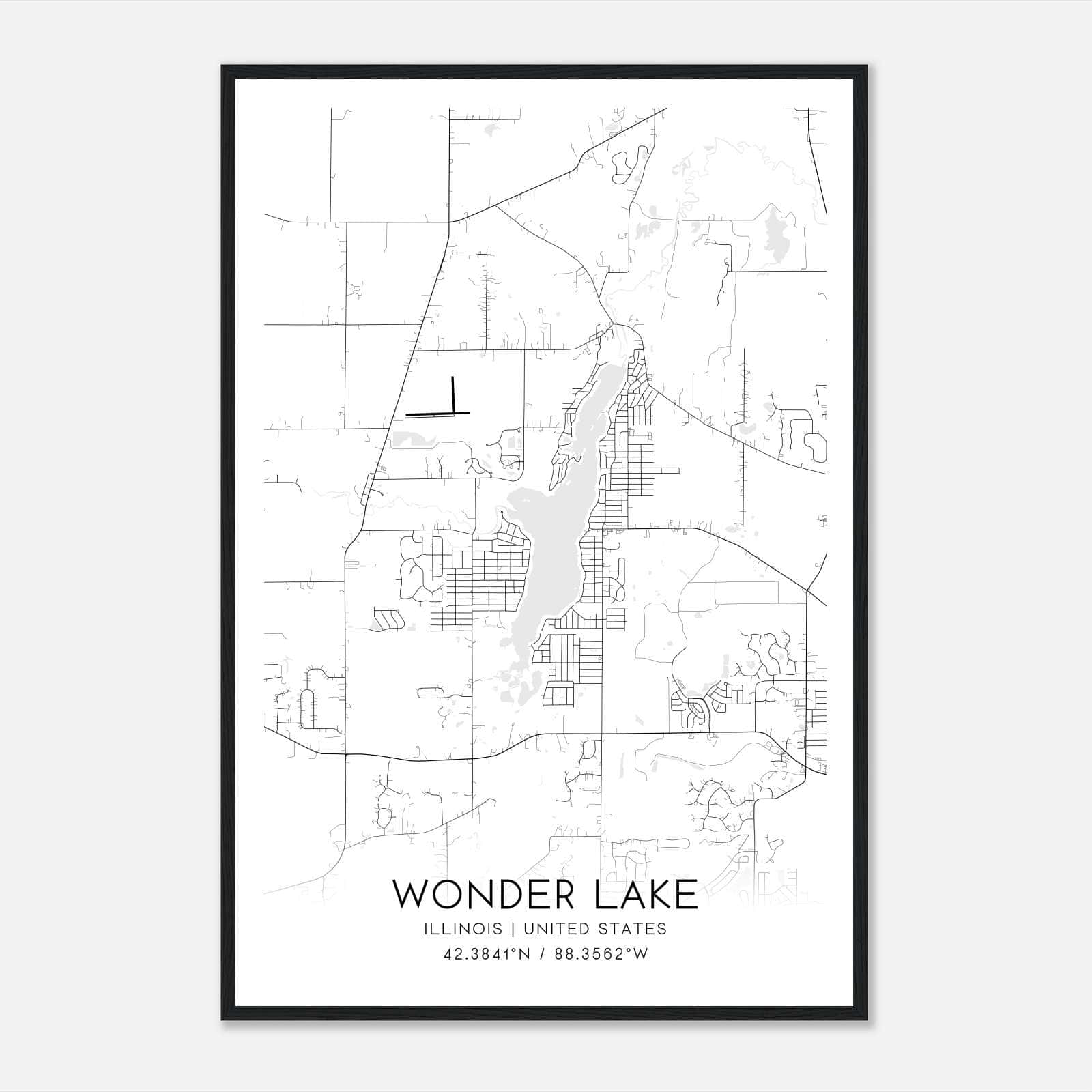 Wonder Lake Illinois Map Poster, Modern Home Decor Wall Art Print Wonder Lake Illinois Map Poster, Modern Home Decor Wall Art Print