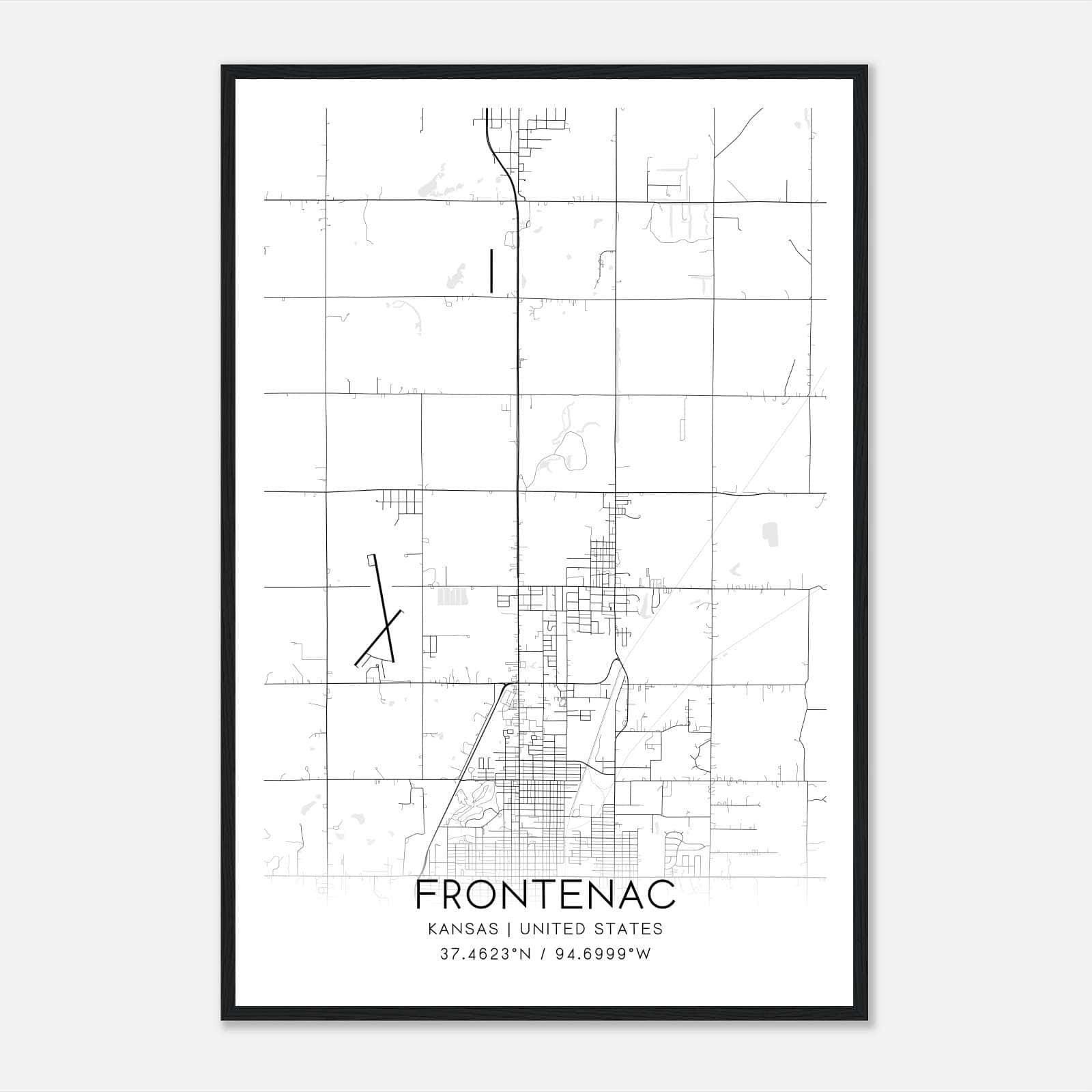 Frontenac Kansas Map Poster, Modern Home Decor Wall Art Print Frontenac Kansas Map Poster, Modern Home Decor Wall Art Print