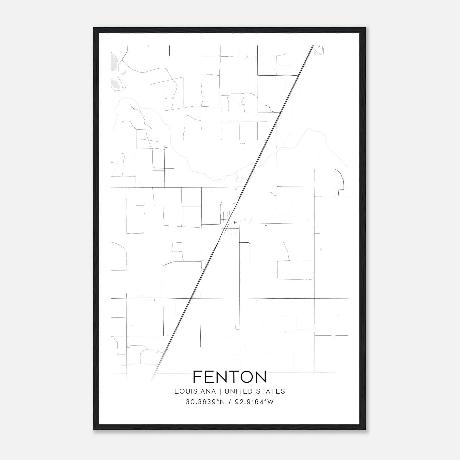 Fenton Louisiana Map Poster, Modern Home Decor Wall Art Print Fenton Louisiana Map Poster, Modern Home Decor Wall Art Print