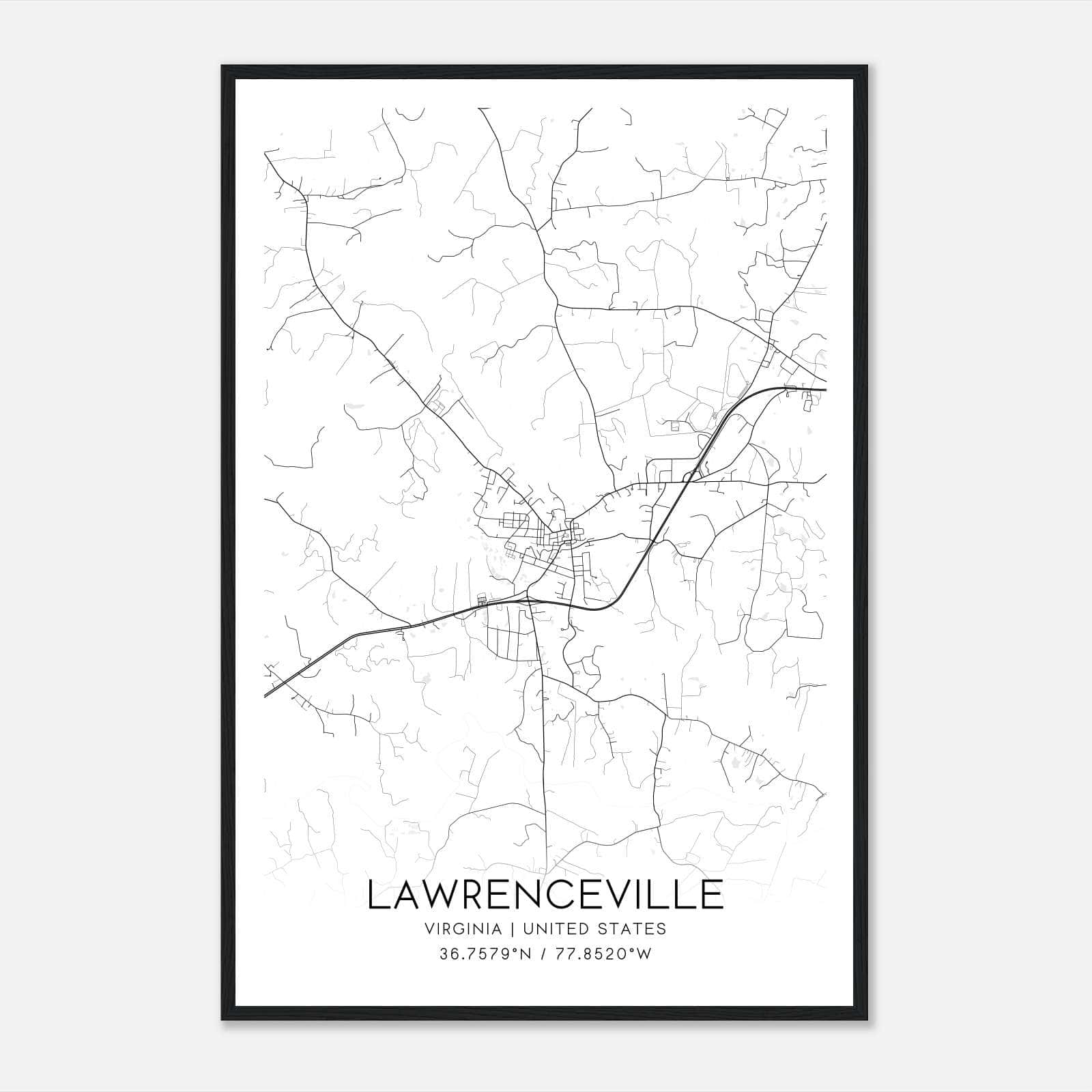 Lawrenceville Virginia Map Poster, Modern Home Decor Wall Art Print Lawrenceville Virginia Map Poster, Modern Home Decor Wall Art Print