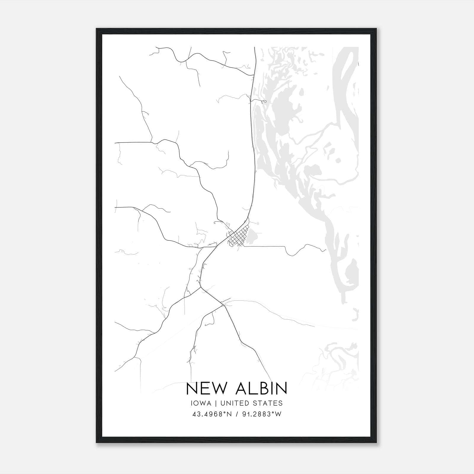 New Albin Iowa Map Poster, Modern Home Decor Wall Art Print New Albin Iowa Map Poster, Modern Home Decor Wall Art Print