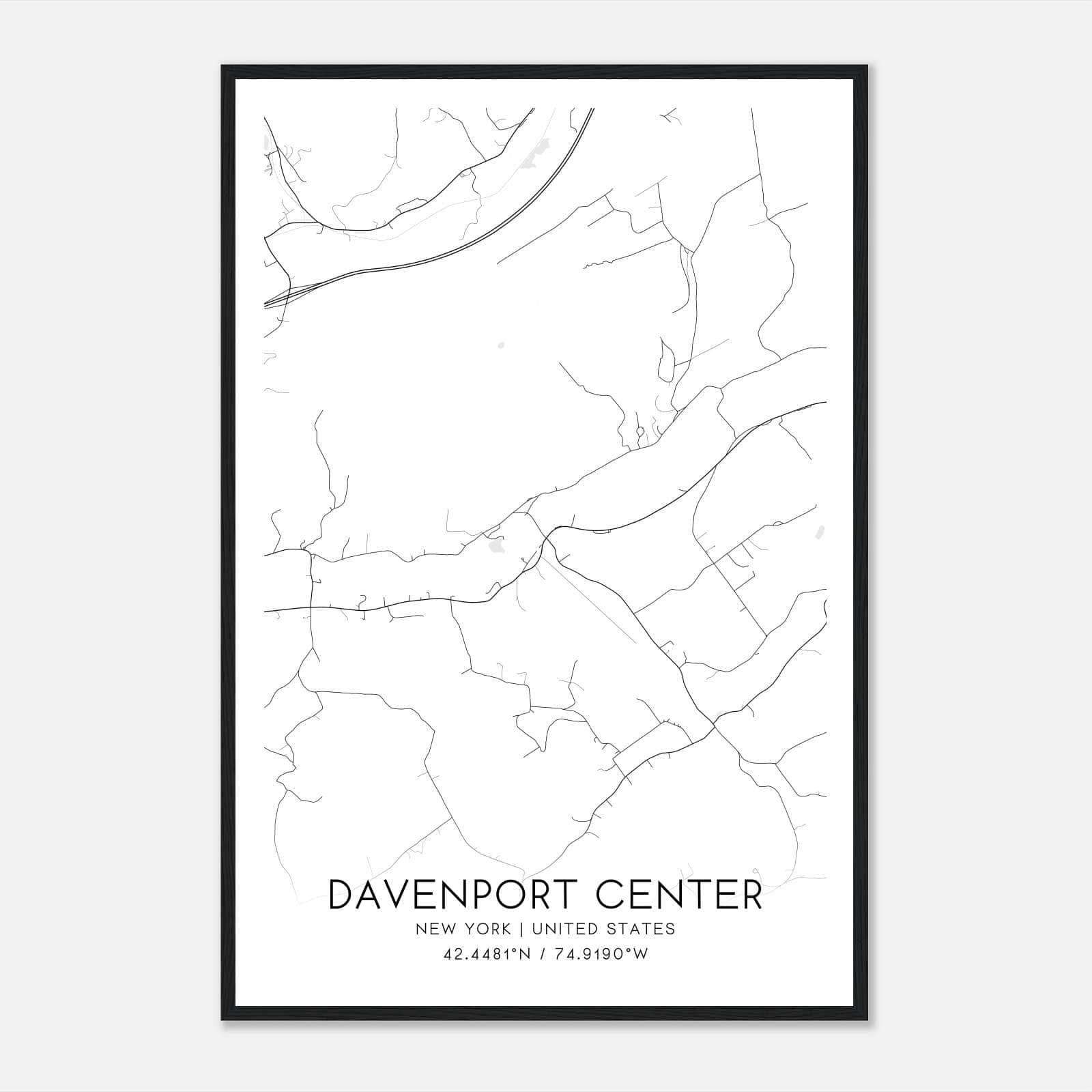 Davenport Center New York Map Poster, Modern Home Decor Wall Art Print Davenport Center New York Map Poster, Modern Home Decor Wall Art Print