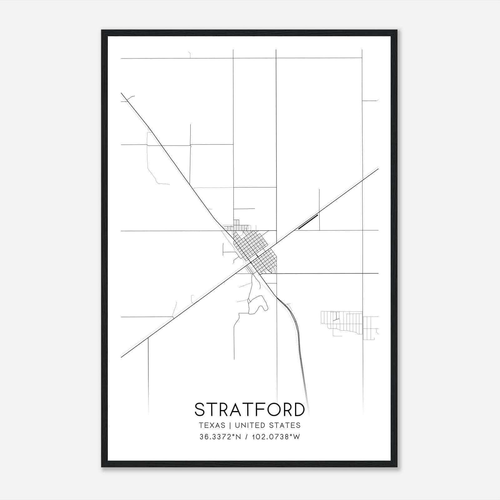 Stratford Texas Map Poster, Modern Home Decor Wall Art Print Stratford Texas Map Poster, Modern Home Decor Wall Art Print