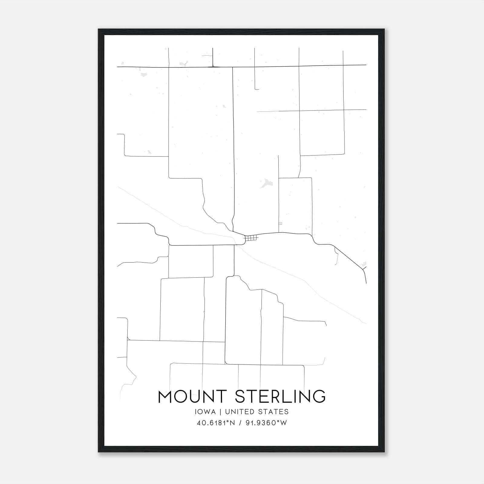 Mount Sterling Iowa Map Poster, Modern Home Decor Wall Art Print Mount Sterling Iowa Map Poster, Modern Home Decor Wall Art Print