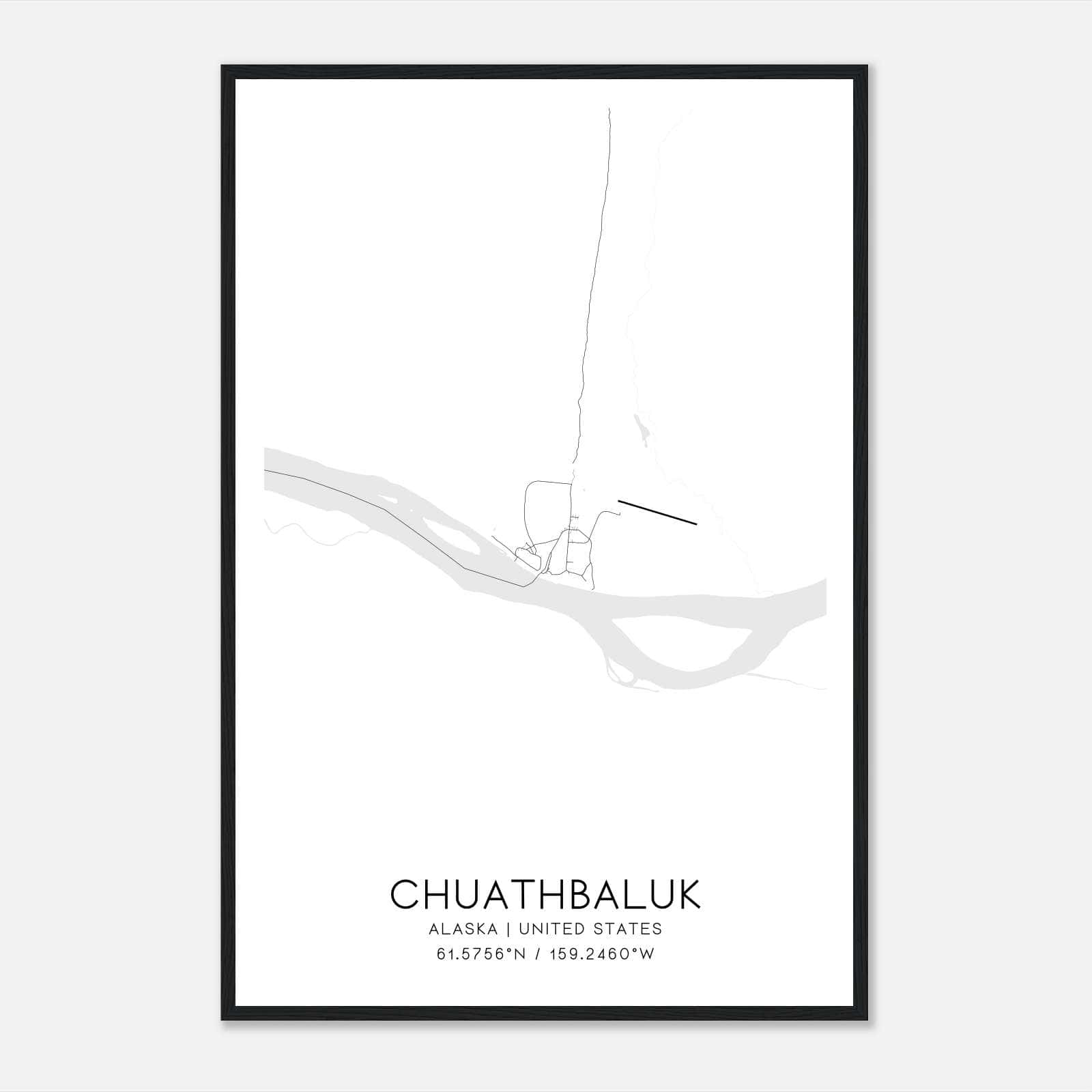 Chuathbaluk Alaska Map Poster, Modern Home Decor Wall Art Print Chuathbaluk Alaska Map Poster, Modern Home Decor Wall Art Print