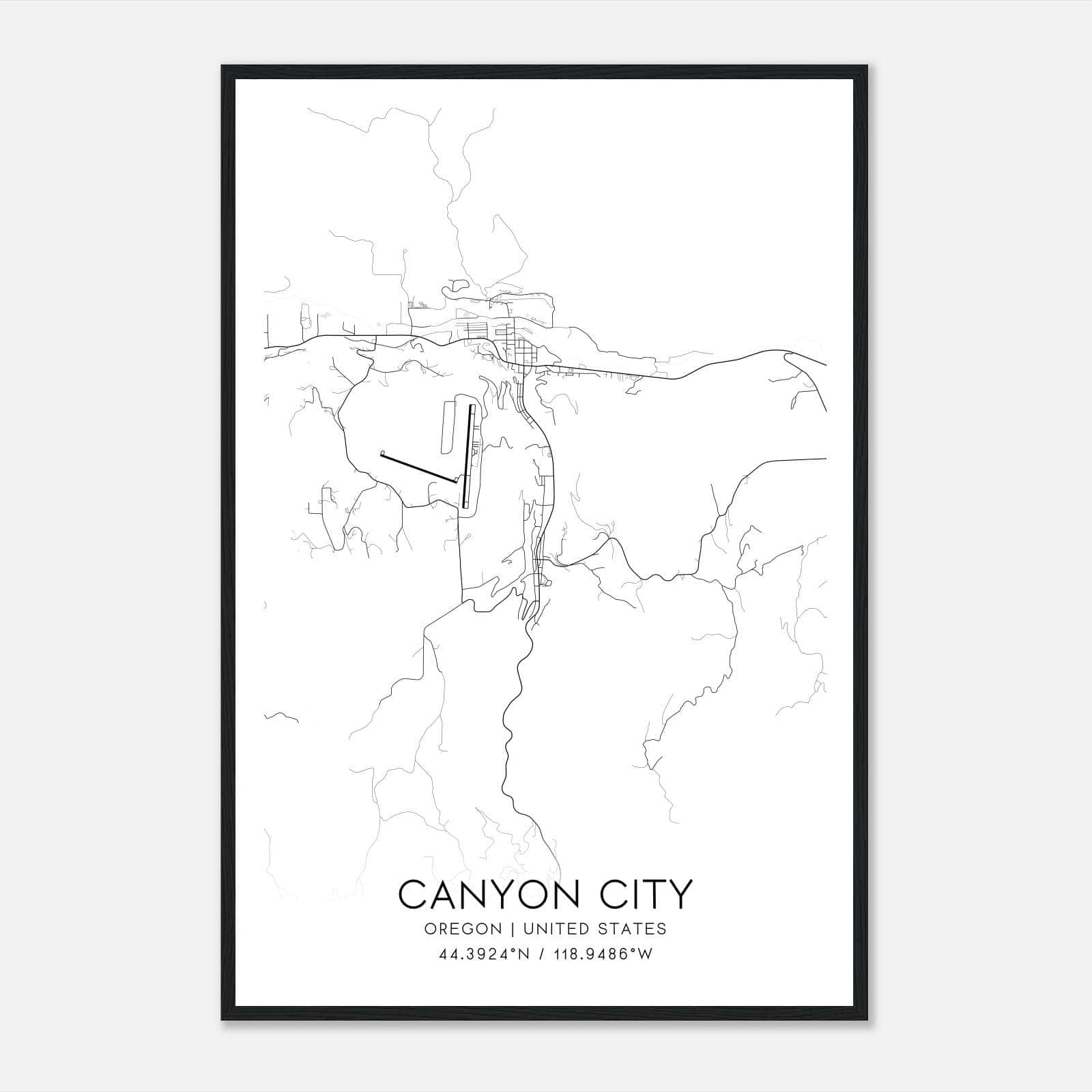 Canyon City Oregon Map Poster, Modern Home Decor Wall Art Print Canyon City Oregon Map Poster, Modern Home Decor Wall Art Print