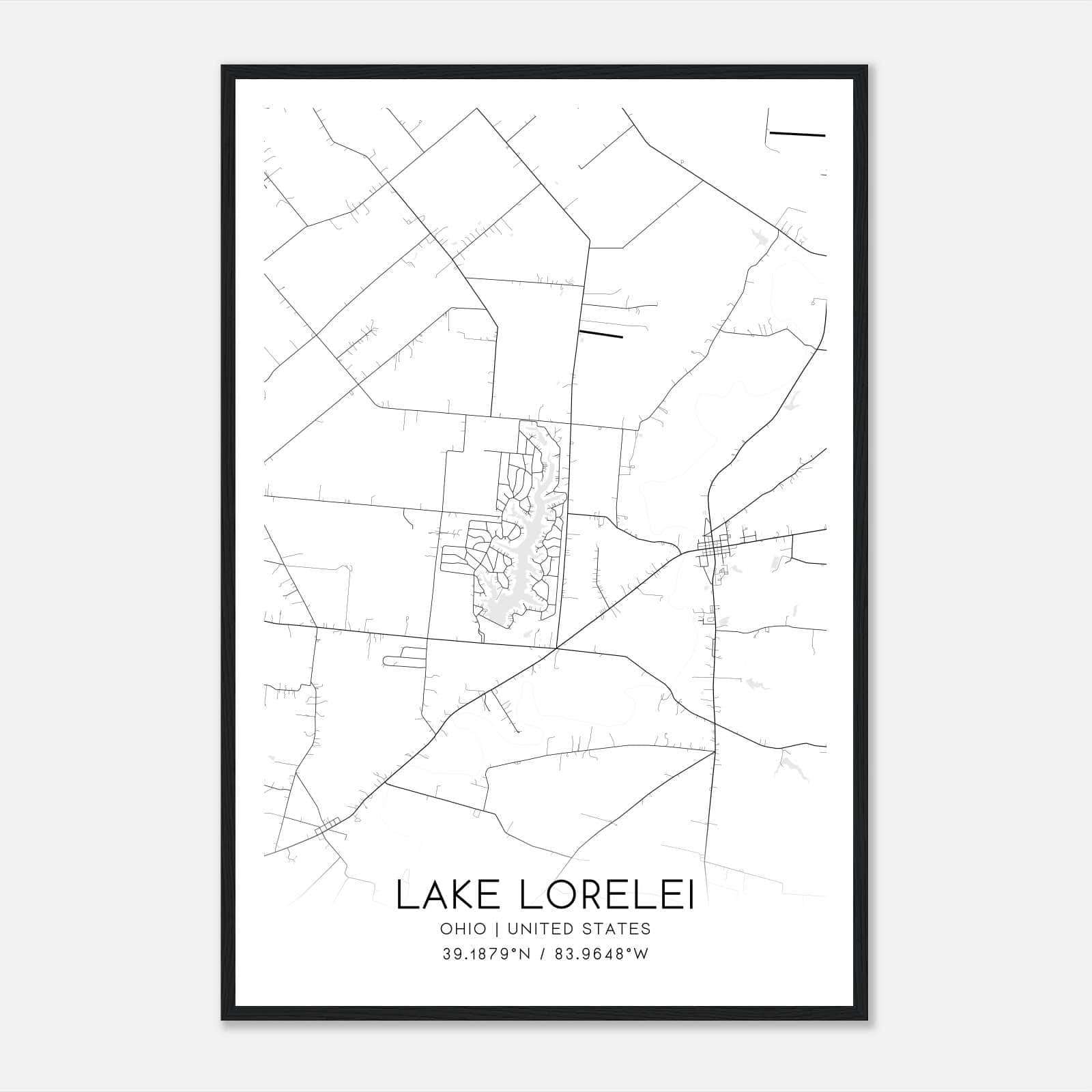 Lake Lorelei Ohio Map Poster, Modern Home Decor Wall Art Print Lake Lorelei Ohio Map Poster, Modern Home Decor Wall Art Print