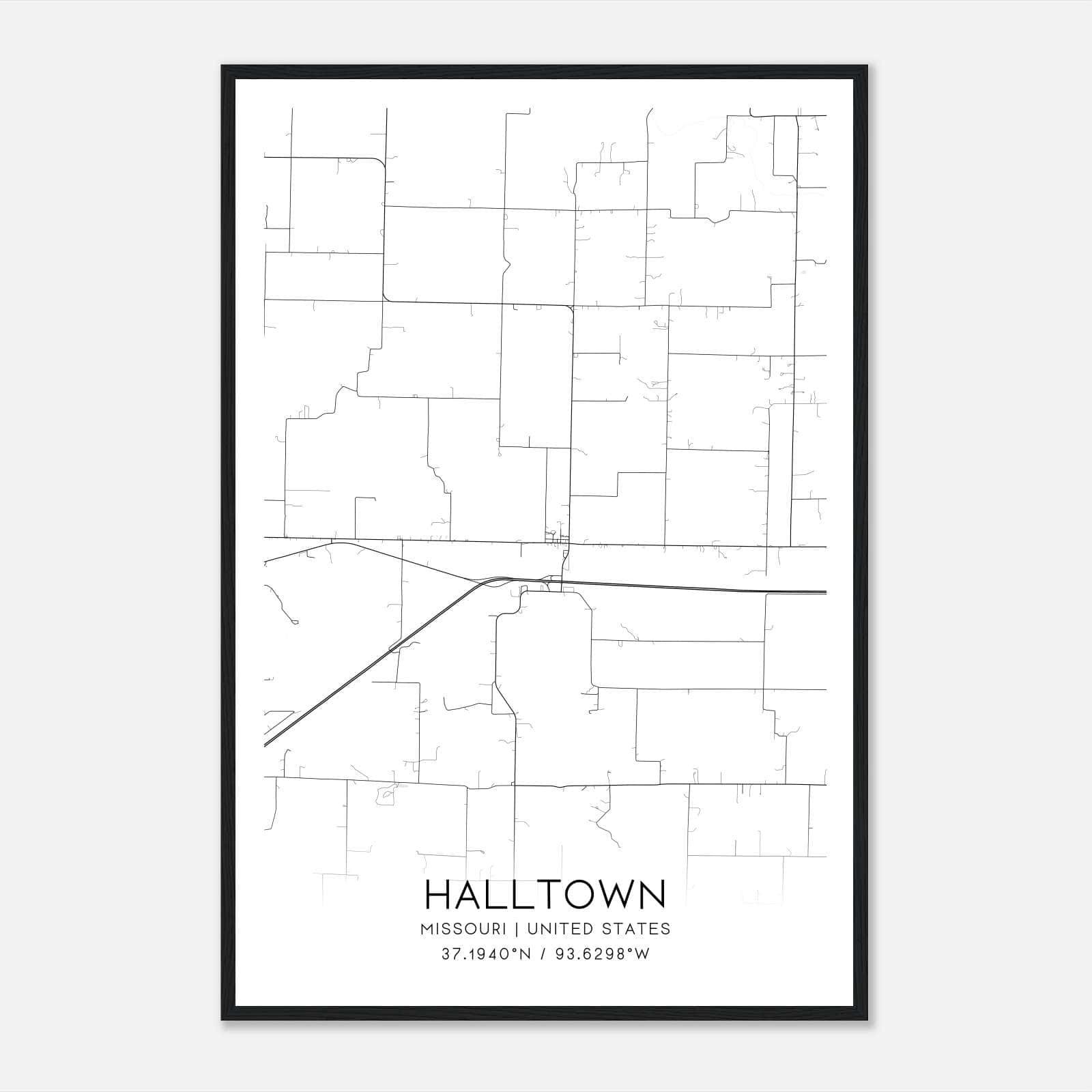 Halltown Missouri Map Poster, Modern Home Decor Wall Art Print Halltown Missouri Map Poster, Modern Home Decor Wall Art Print