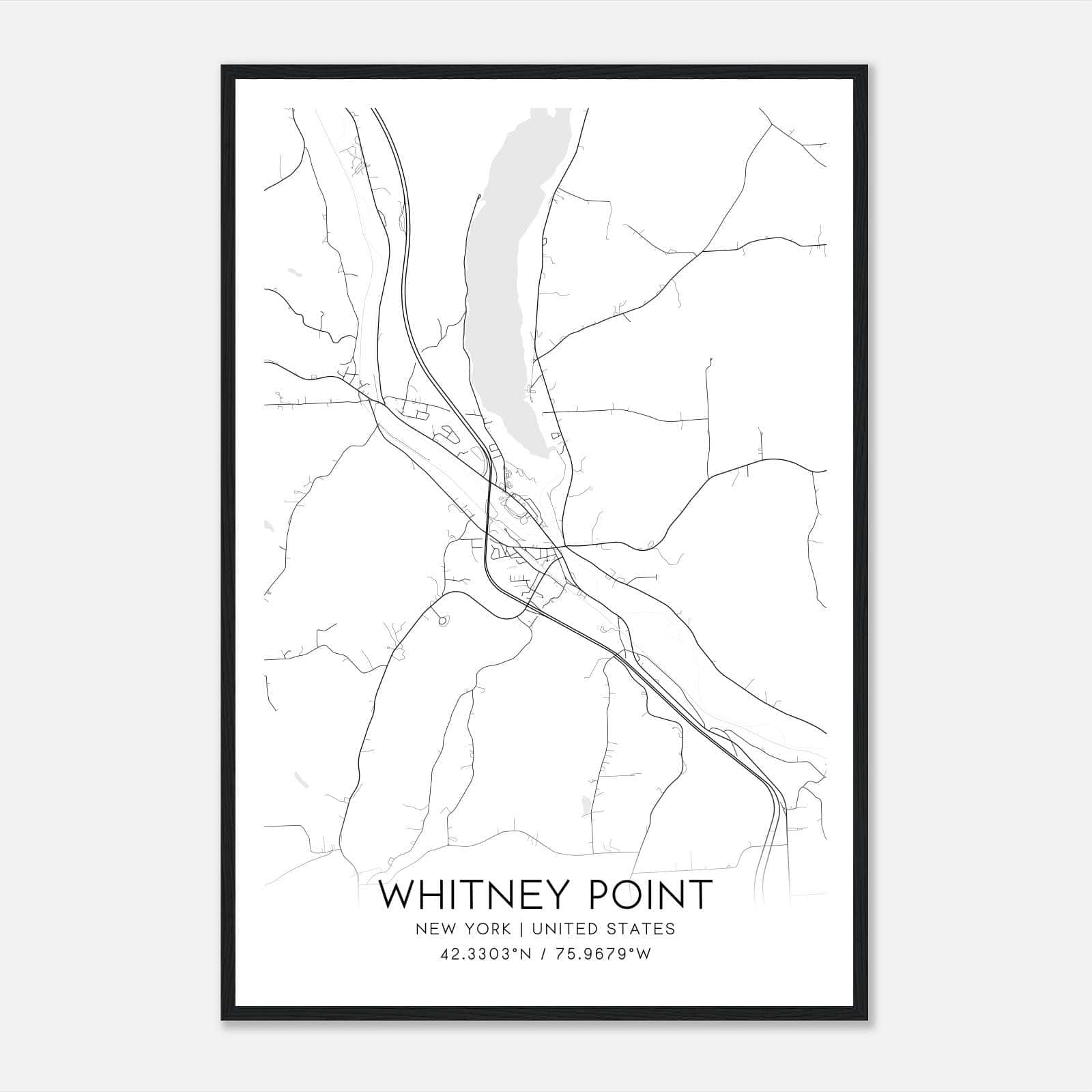 Whitney Point New York Map Poster, Modern Home Decor Wall Art Print Whitney Point New York Map Poster, Modern Home Decor Wall Art Print