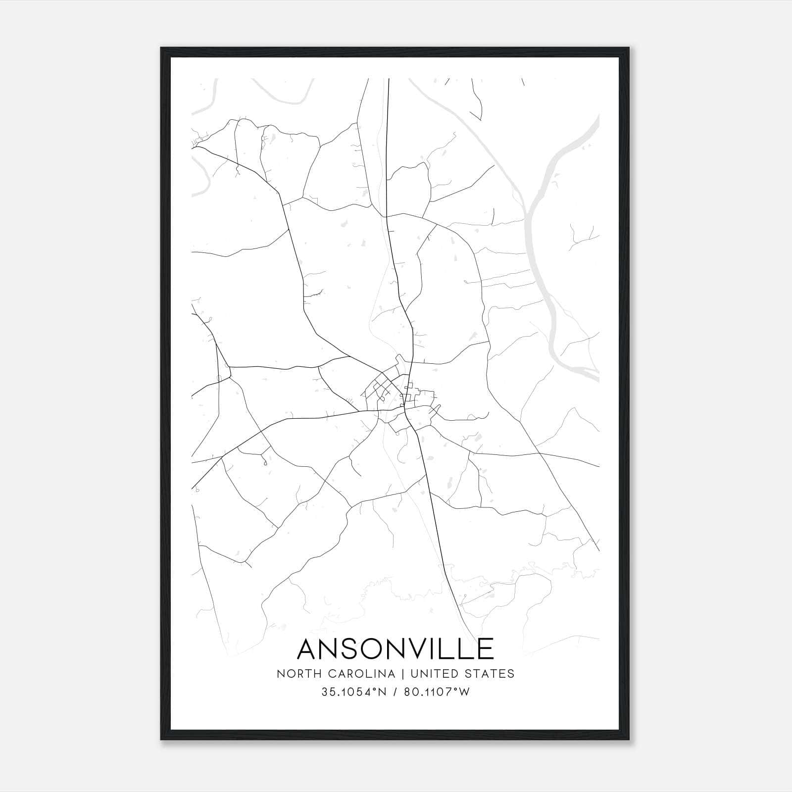 Ansonville North Carolina Map Poster, Modern Home Decor Wall Art Print Ansonville North Carolina Map Poster, Modern Home Decor Wall Art Print
