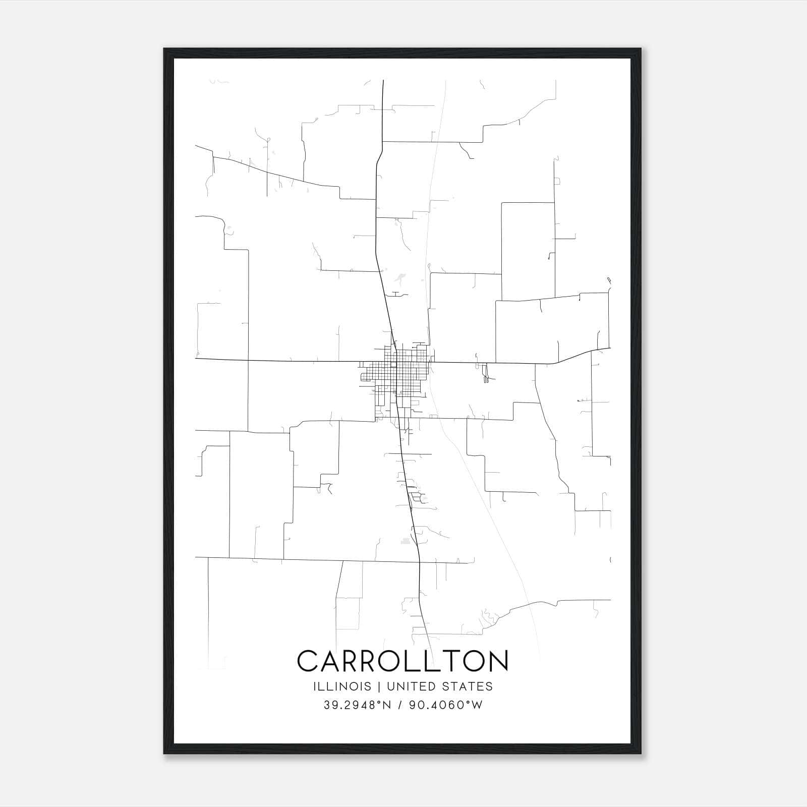 Carrollton Illinois Map Poster, Modern Home Decor Wall Art Print Carrollton Illinois Map Poster, Modern Home Decor Wall Art Print