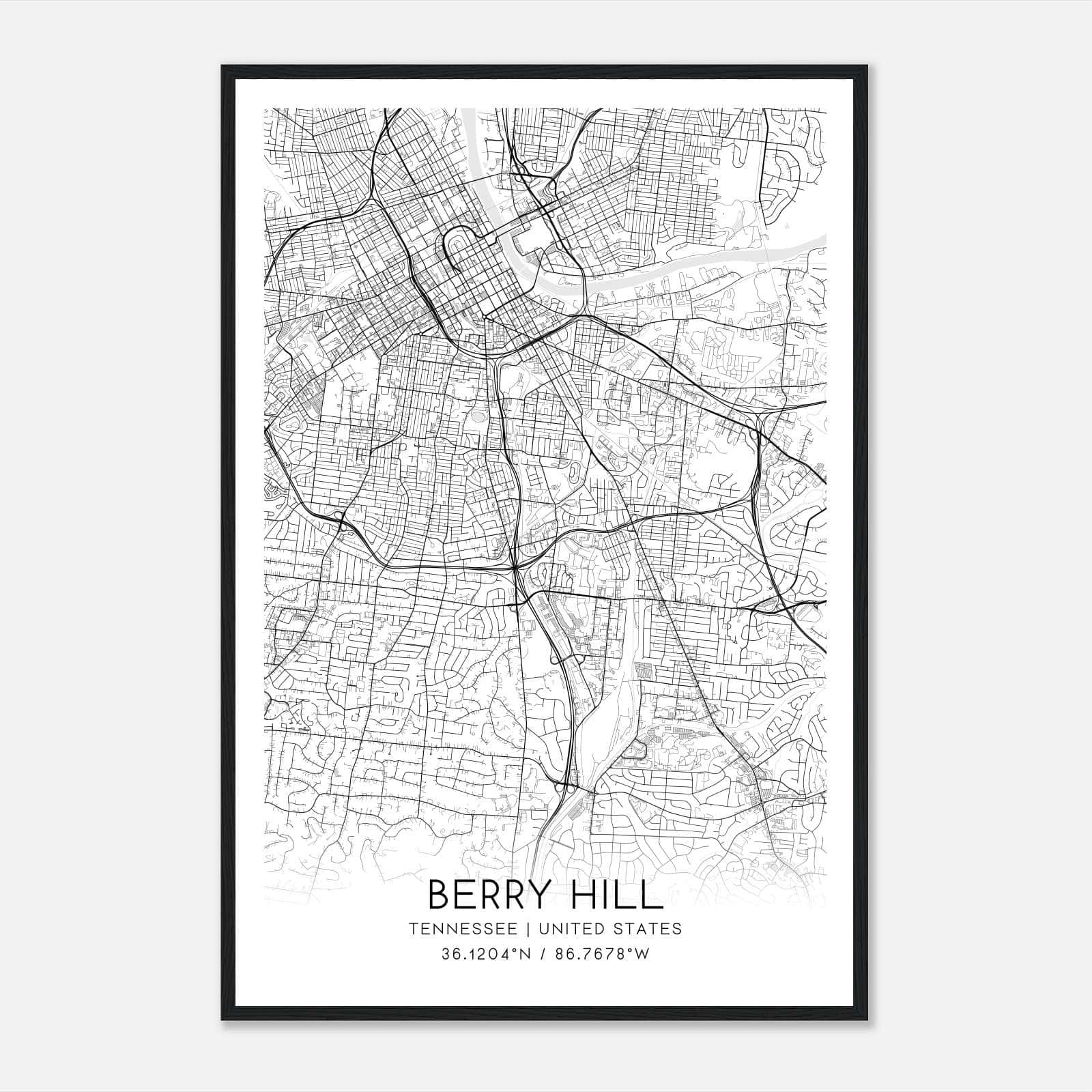 Berry Hill Tennessee Map Poster, Modern Home Decor Wall Art Print Berry Hill Tennessee Map Poster, Modern Home Decor Wall Art Print