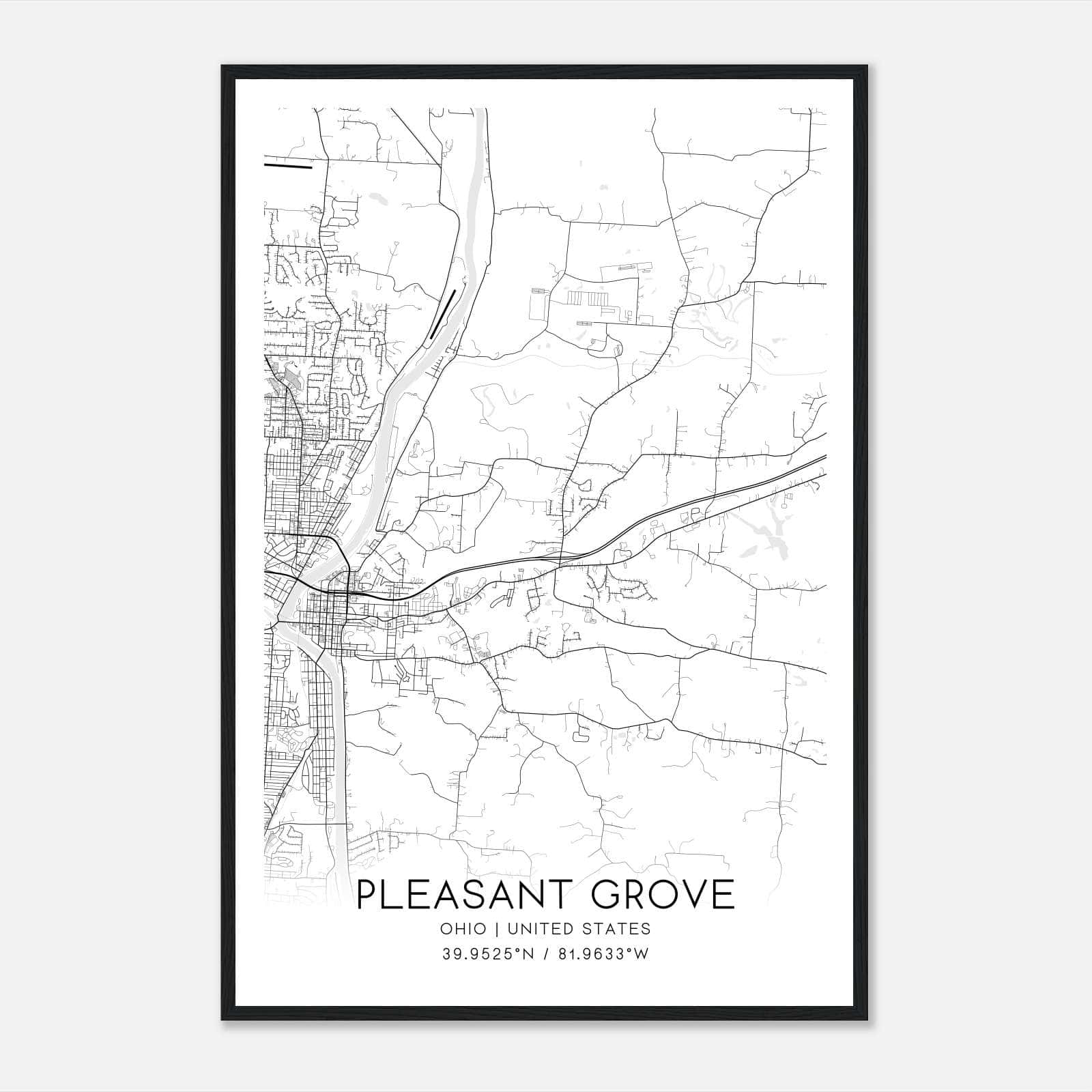 Pleasant Grove Ohio Map Poster, Modern Home Decor Wall Art Print Pleasant Grove Ohio Map Poster, Modern Home Decor Wall Art Print
